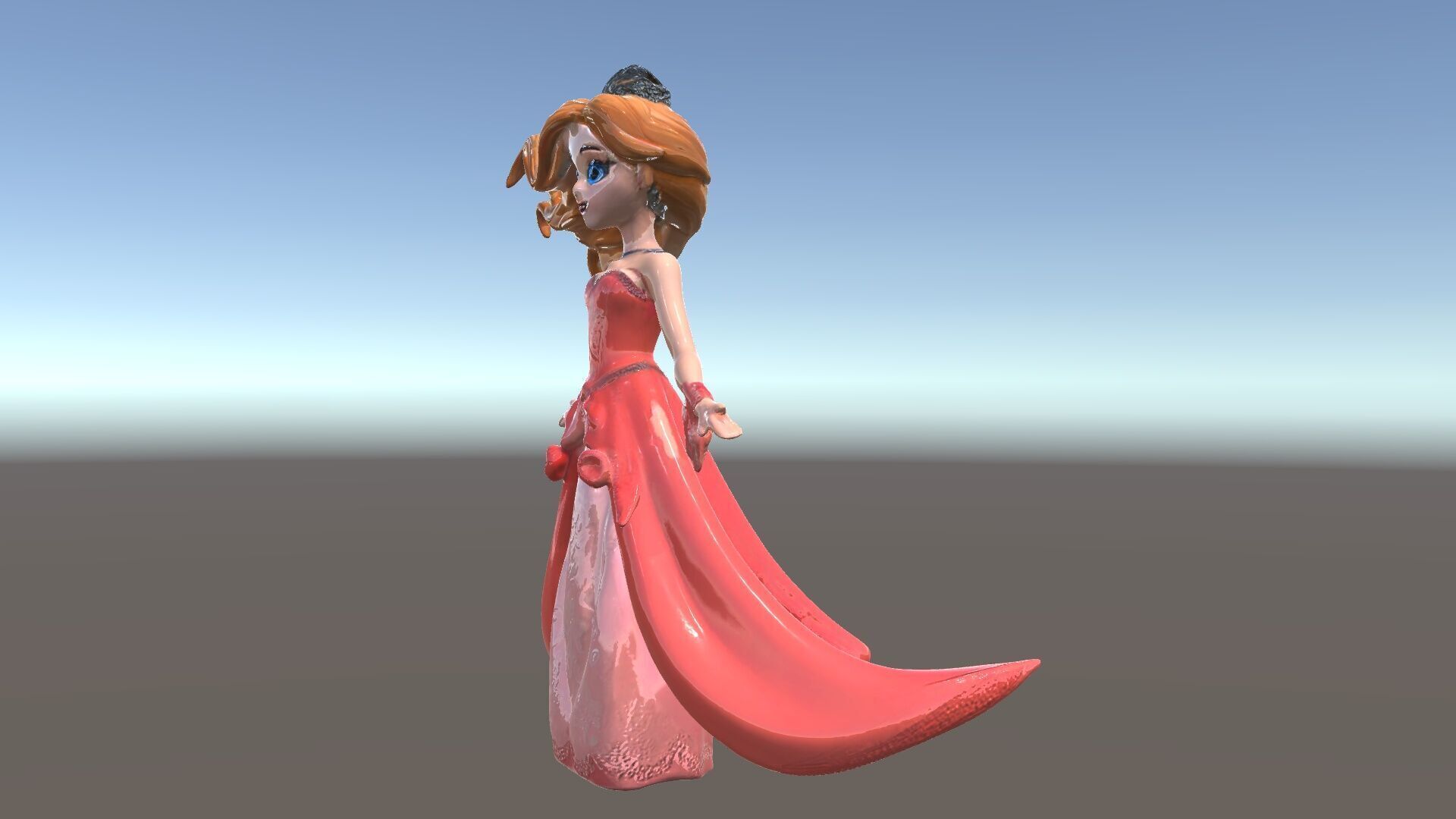 Elegant Princess Character Model  Rigged and Animated Low-poly 3D model_5