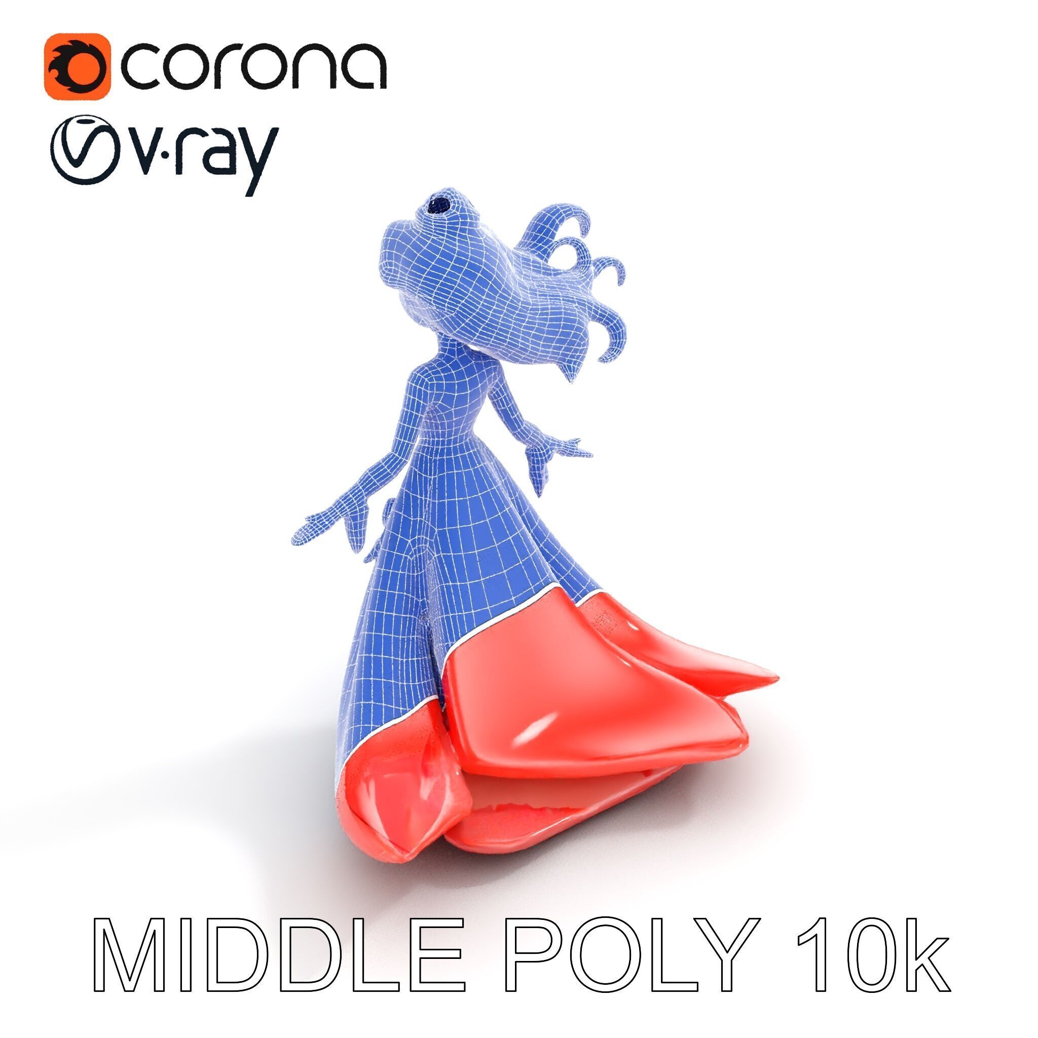 Elegant Princess Character Model  Rigged and Animated Low-poly 3D model_30