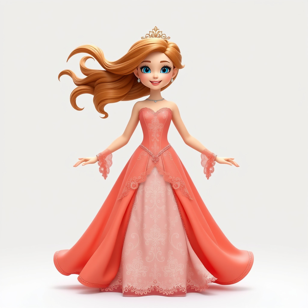 Elegant Princess Character Model  Rigged and Animated Low-poly 3D model_2