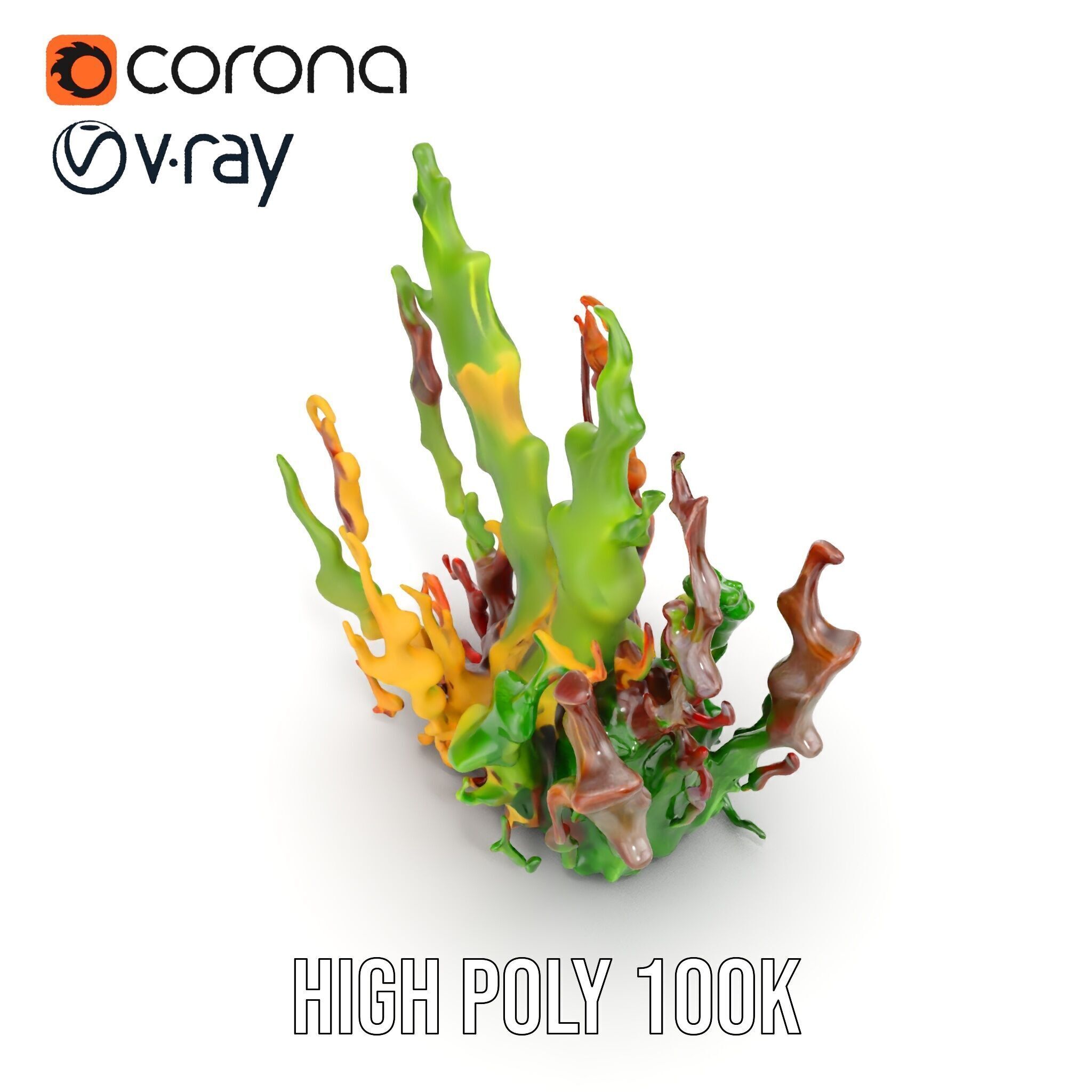 Colorful Seaweed Model Pack High Detail D Render Low-poly 3D model_24