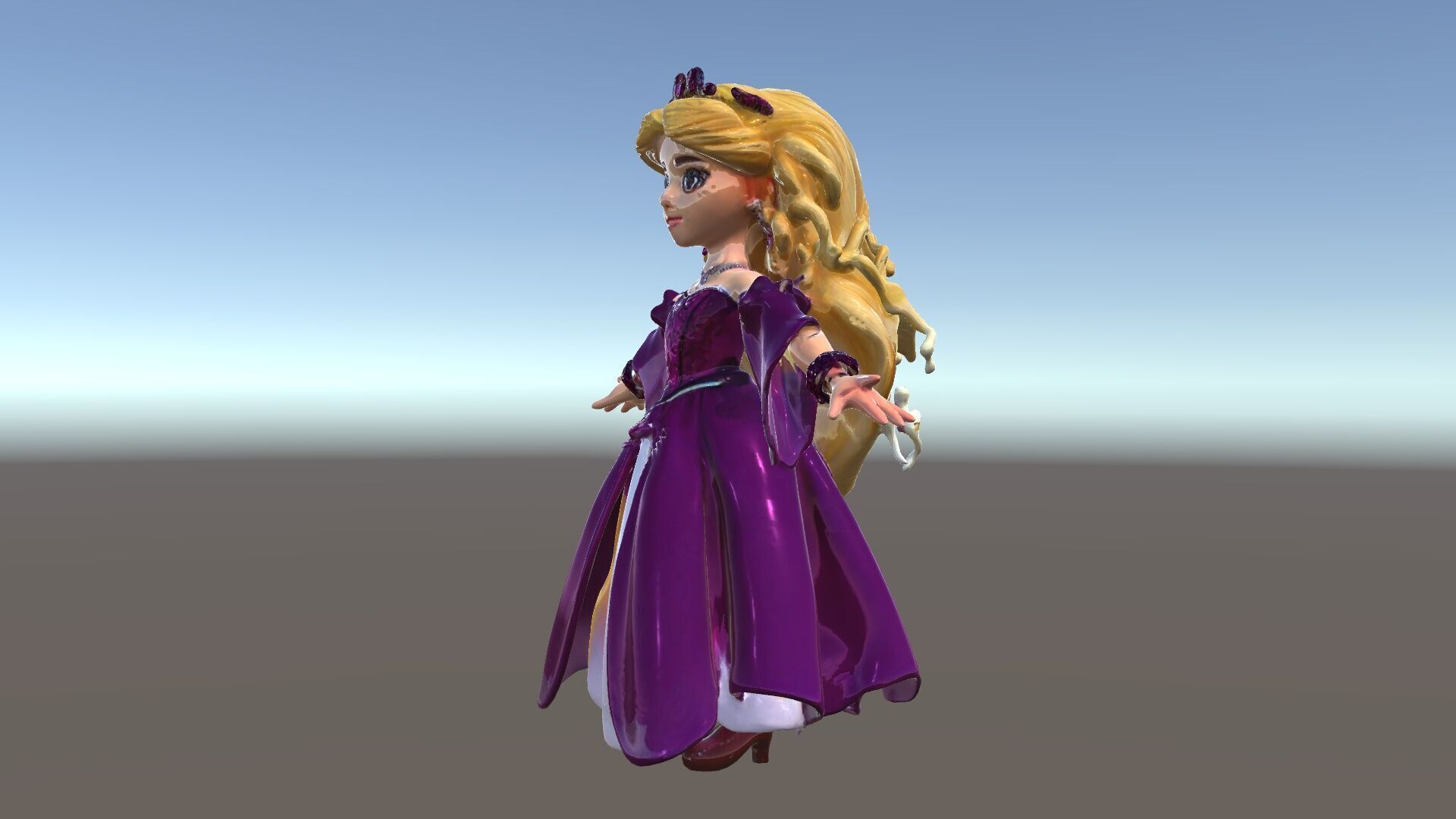 Princess Fantasy Character Model Rigged and Animated Low-poly 3D model_5