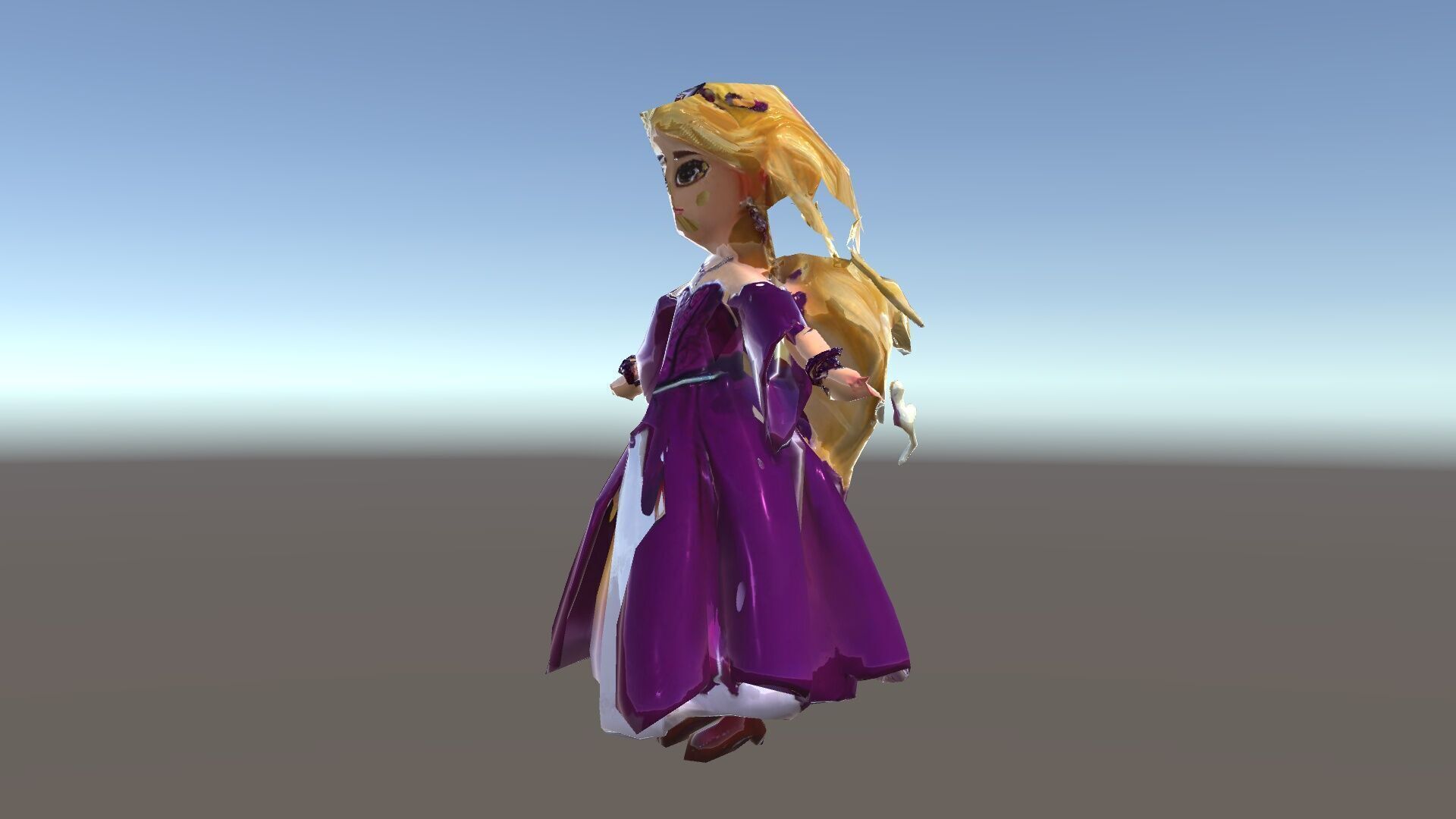 Princess Fantasy Character Model Rigged and Animated Low-poly 3D model_34