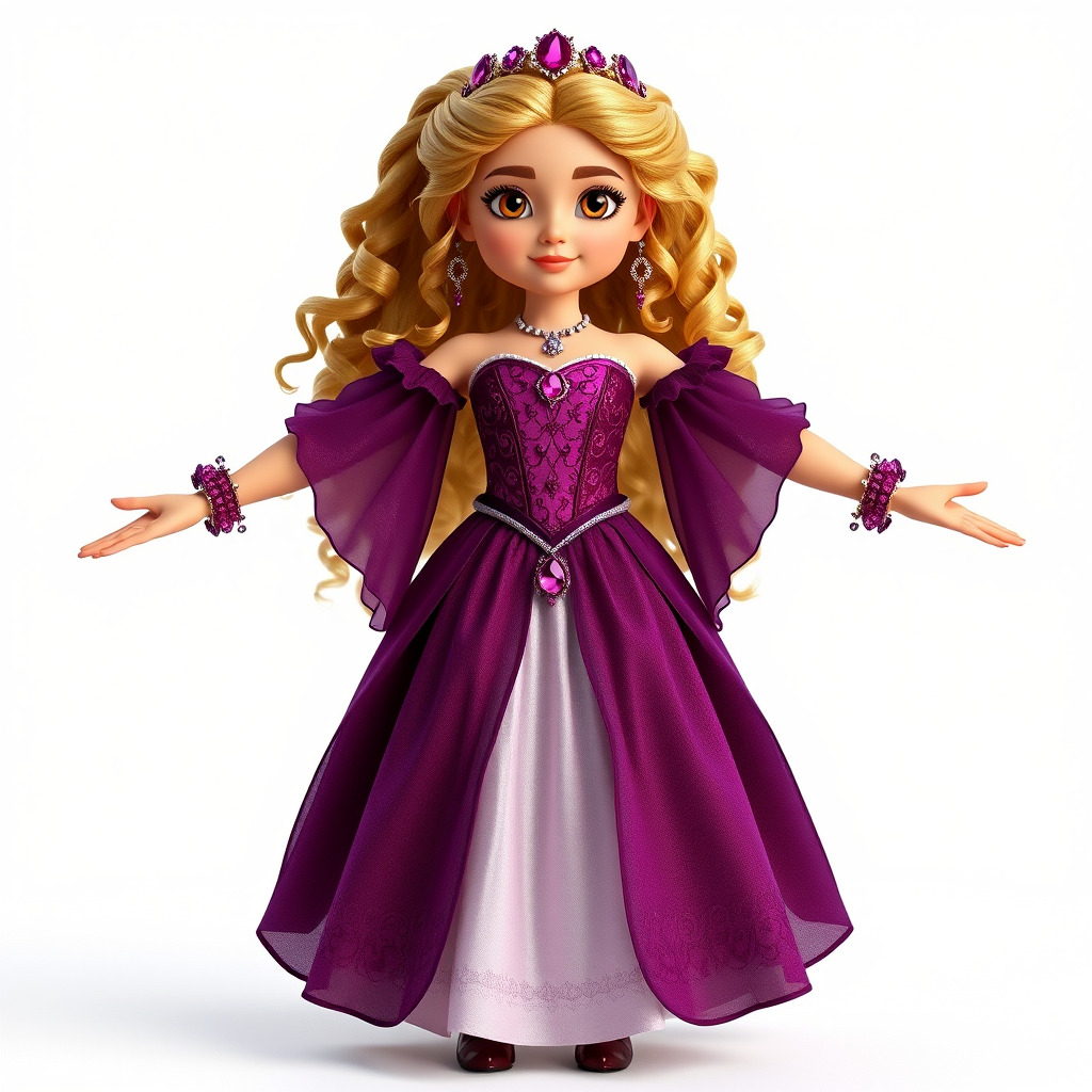 Princess Fantasy Character Model Rigged and Animated Low-poly 3D model_2