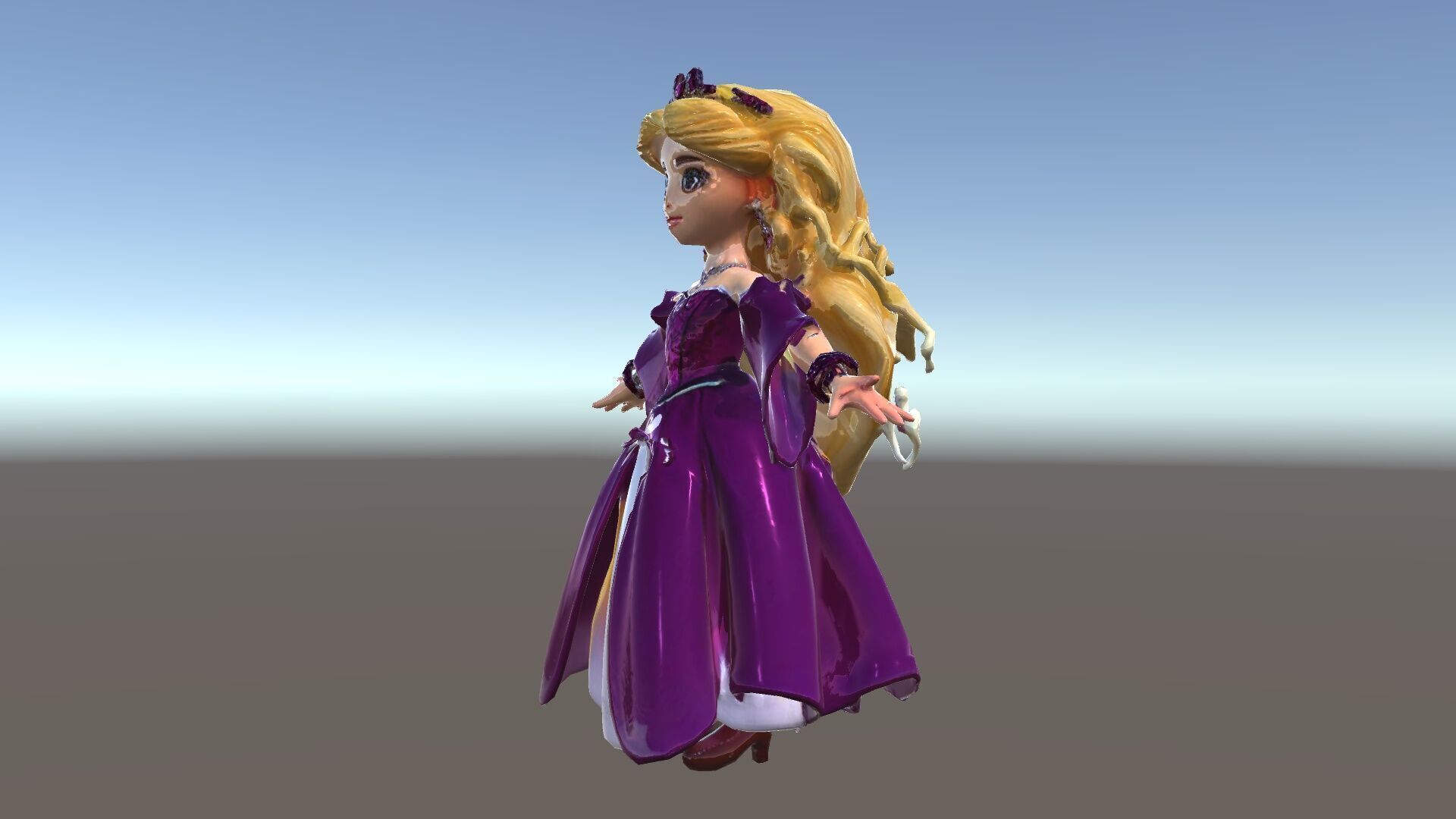 Princess Fantasy Character Model Rigged and Animated Low-poly 3D model_37