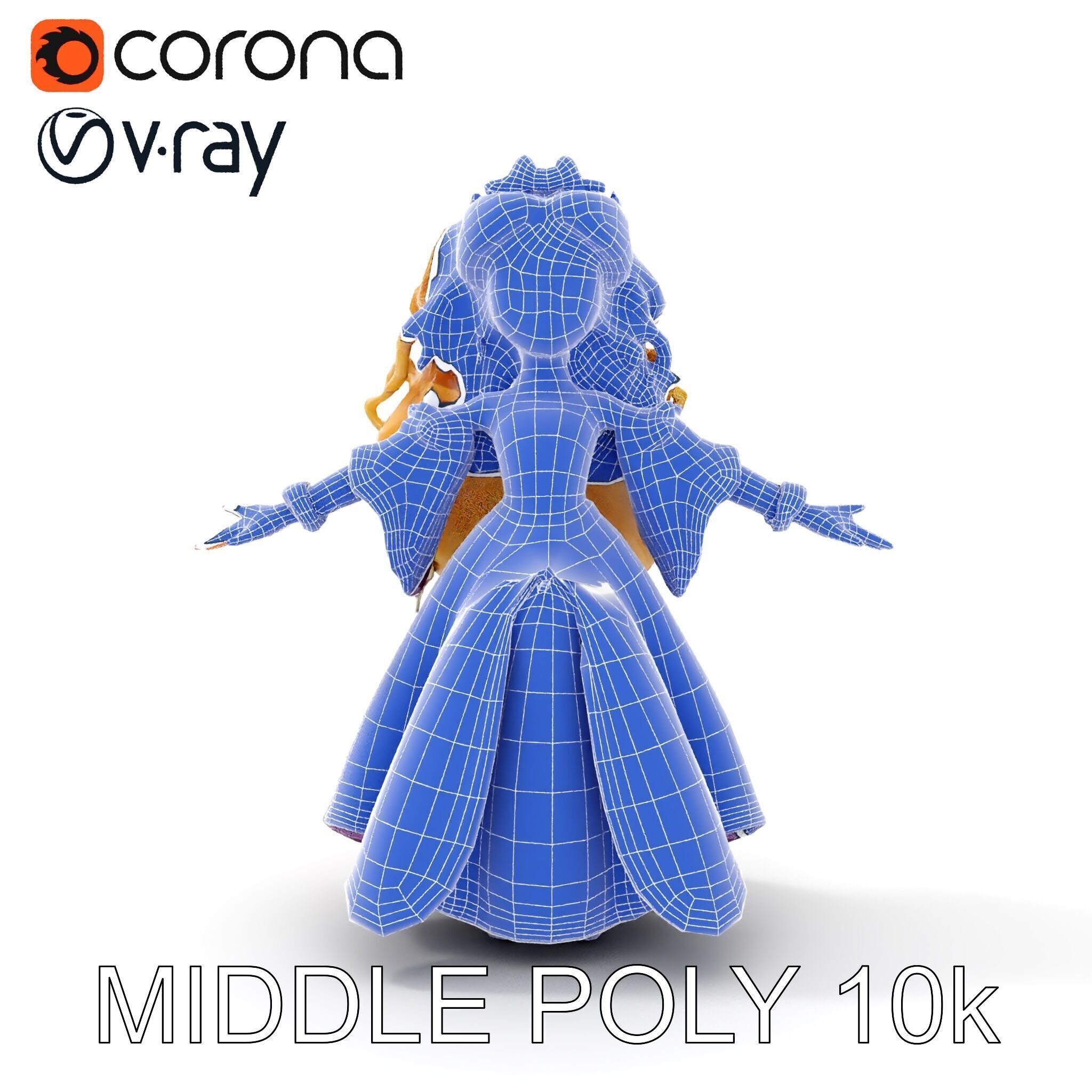 Princess Fantasy Character Model Rigged and Animated Low-poly 3D model_36