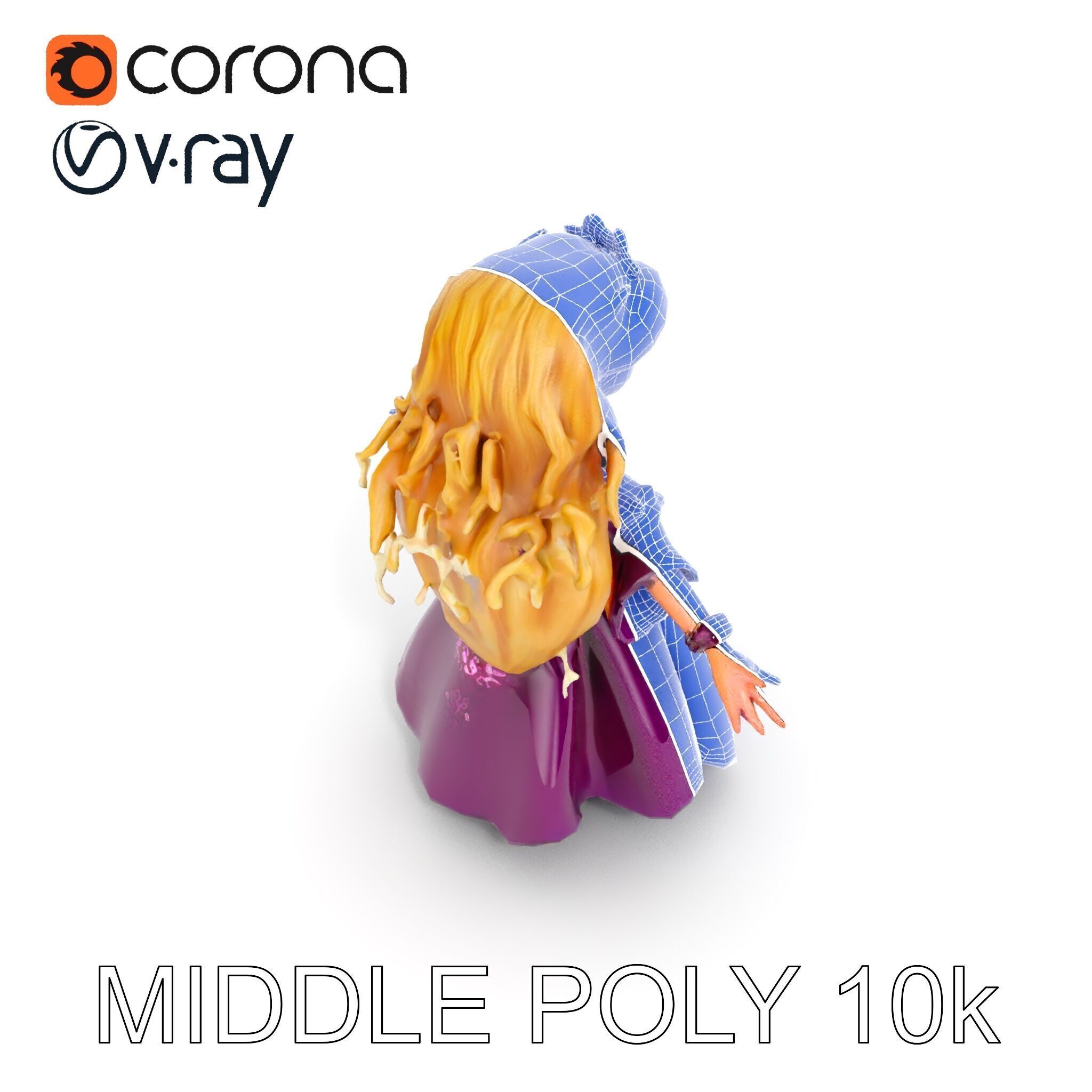 Princess Fantasy Character Model Rigged and Animated Low-poly 3D model_27