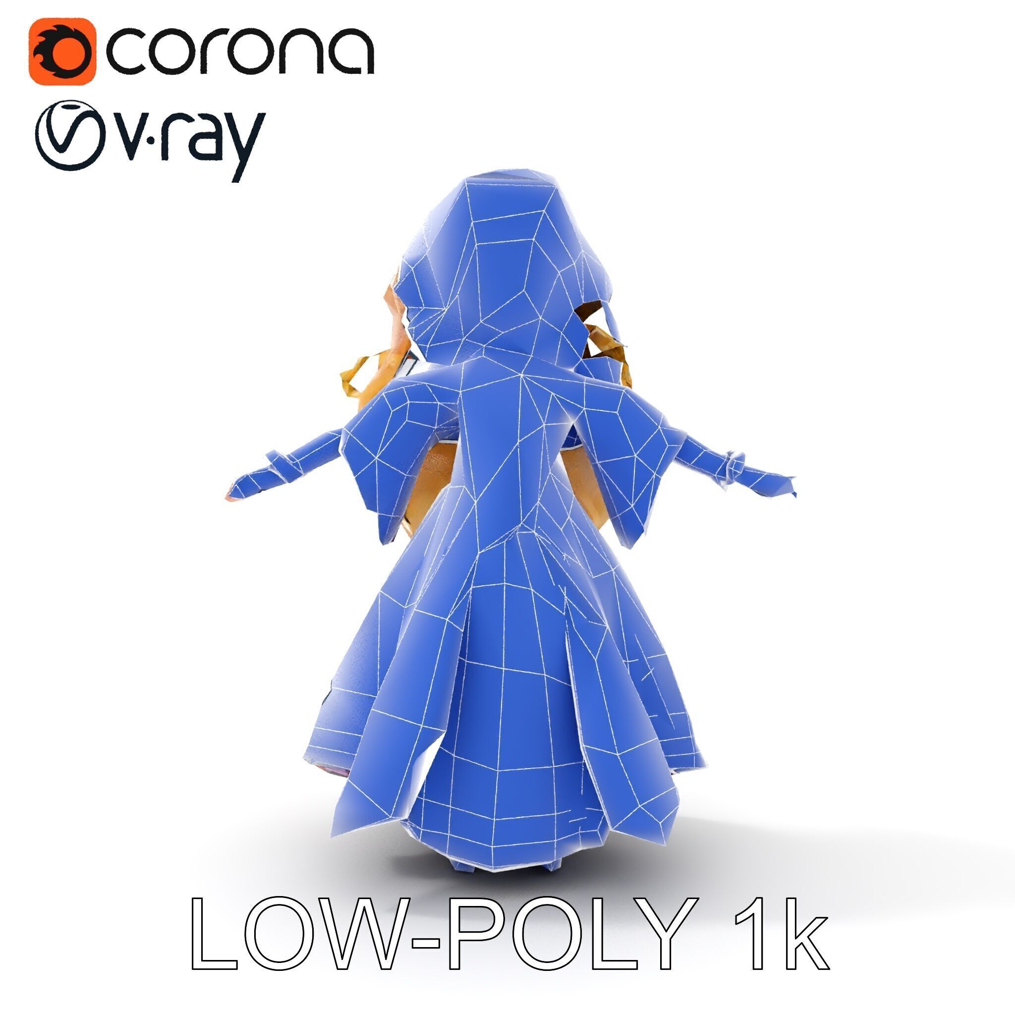 Princess Fantasy Character Model Rigged and Animated Low-poly 3D model_31
