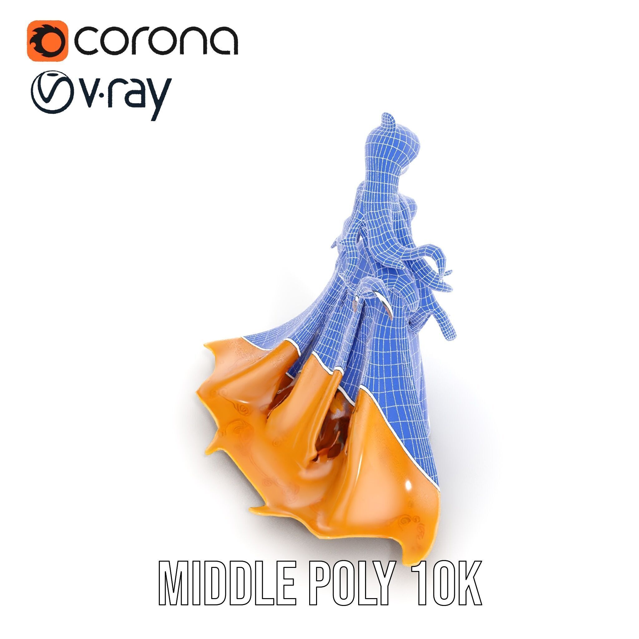 Elegant Princess Character Model Rigged and Animated Low-poly 3D model_25