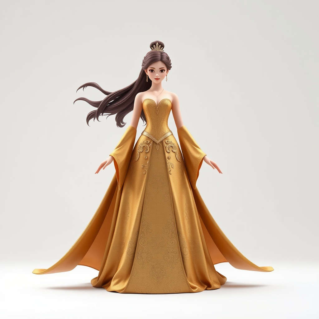 Elegant Princess Character Model Rigged and Animated Low-poly 3D model_2