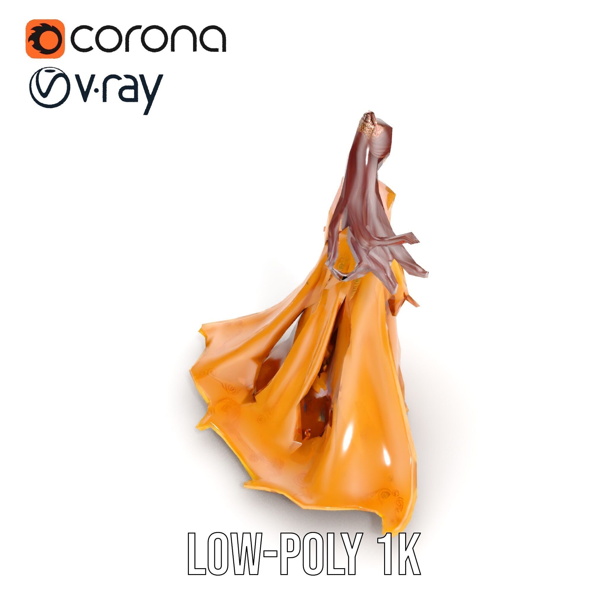 Elegant Princess Character Model Rigged and Animated Low-poly 3D model_20