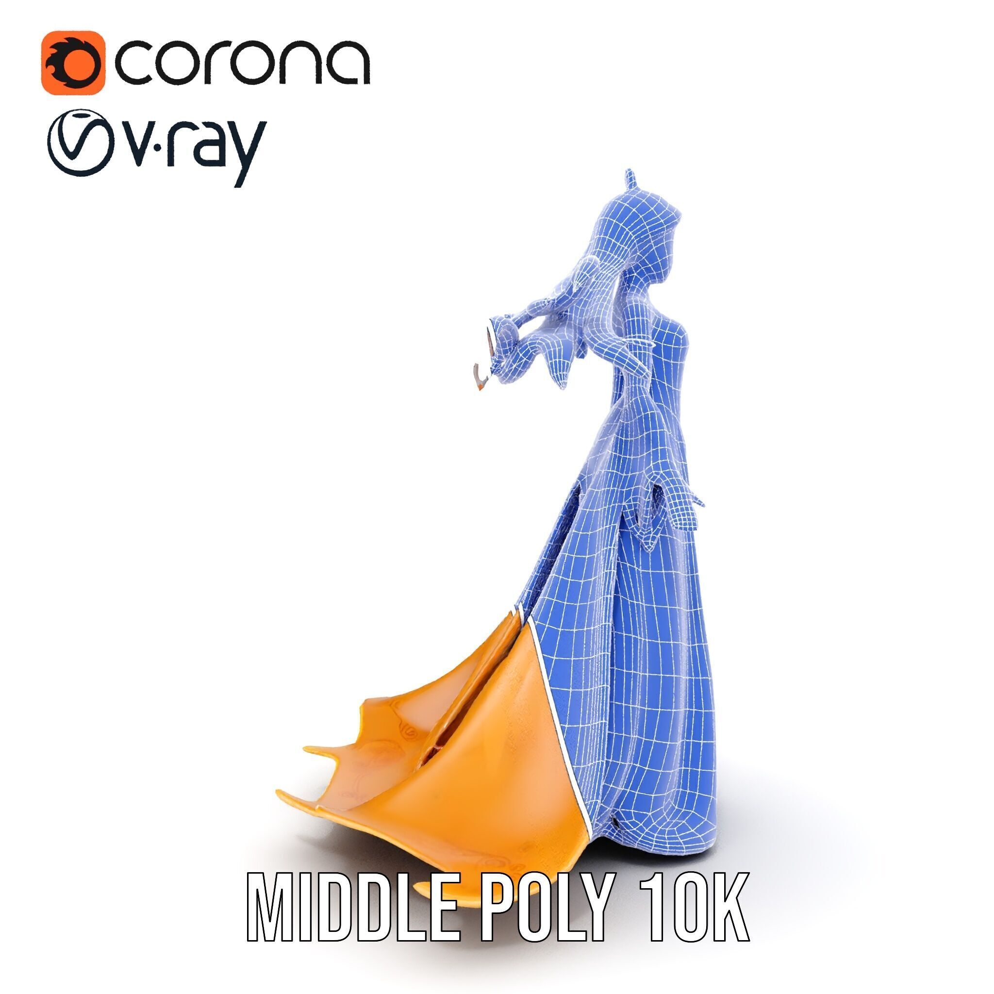 Elegant Princess Character Model Rigged and Animated Low-poly 3D model_36