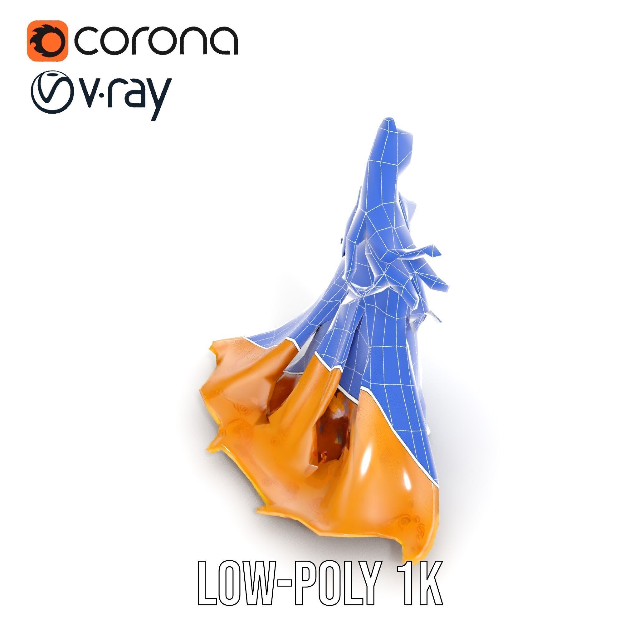 Elegant Princess Character Model Rigged and Animated Low-poly 3D model_29