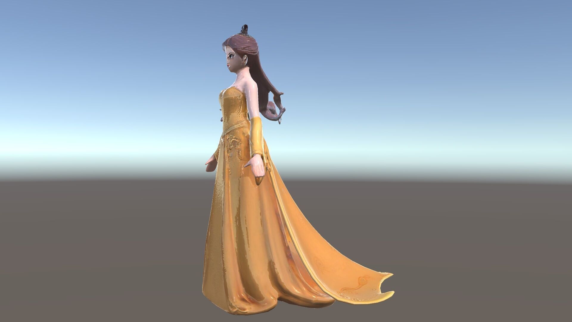 Elegant Princess Character Model Rigged and Animated Low-poly 3D model_37