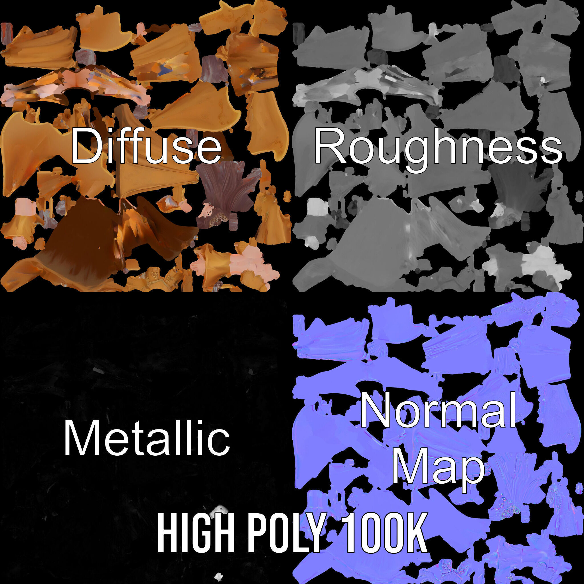 Elegant Princess Character Model Rigged and Animated Low-poly 3D model_3