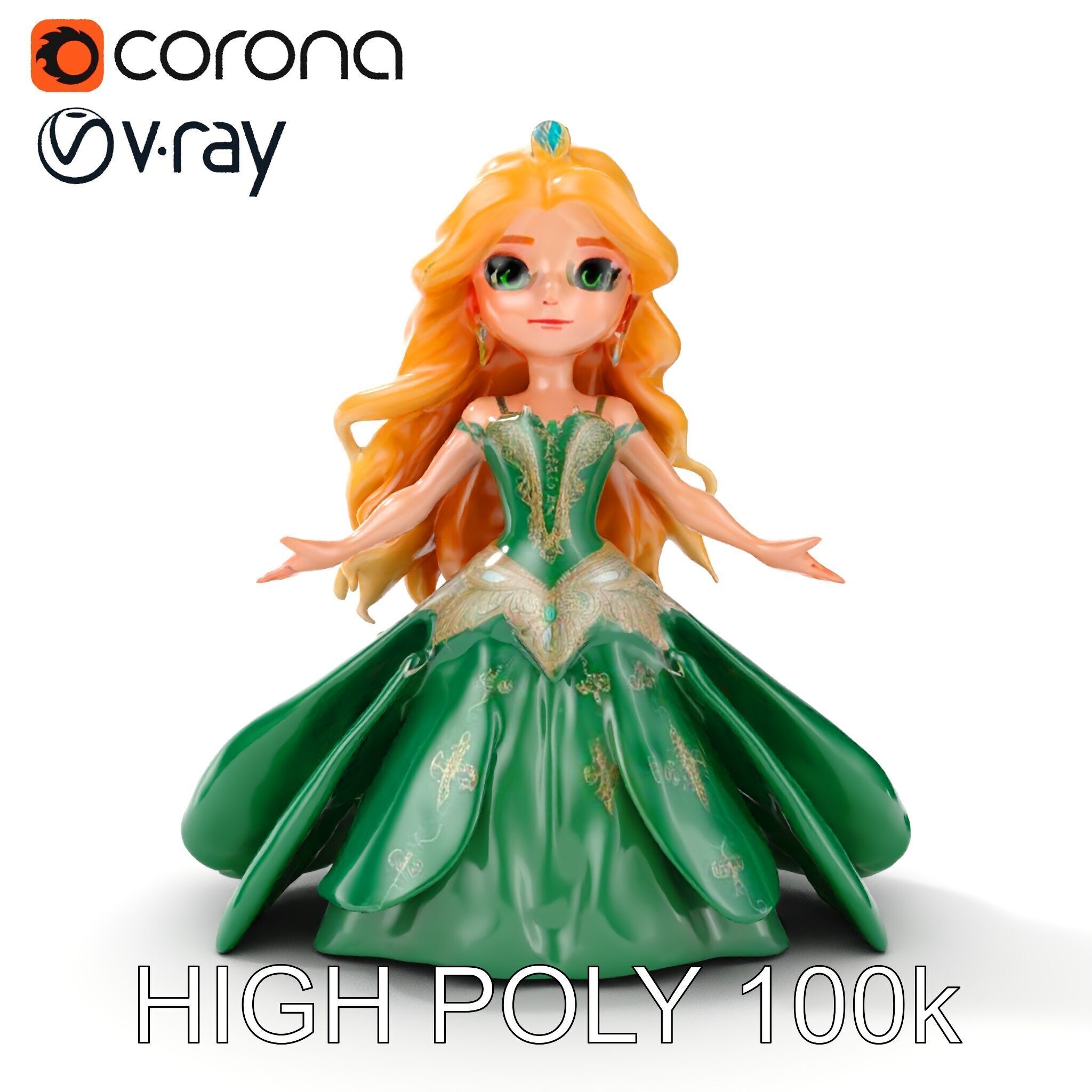 Enchanted Forest Fairy Princess Rigged and Animated Low-poly 3D model_16
