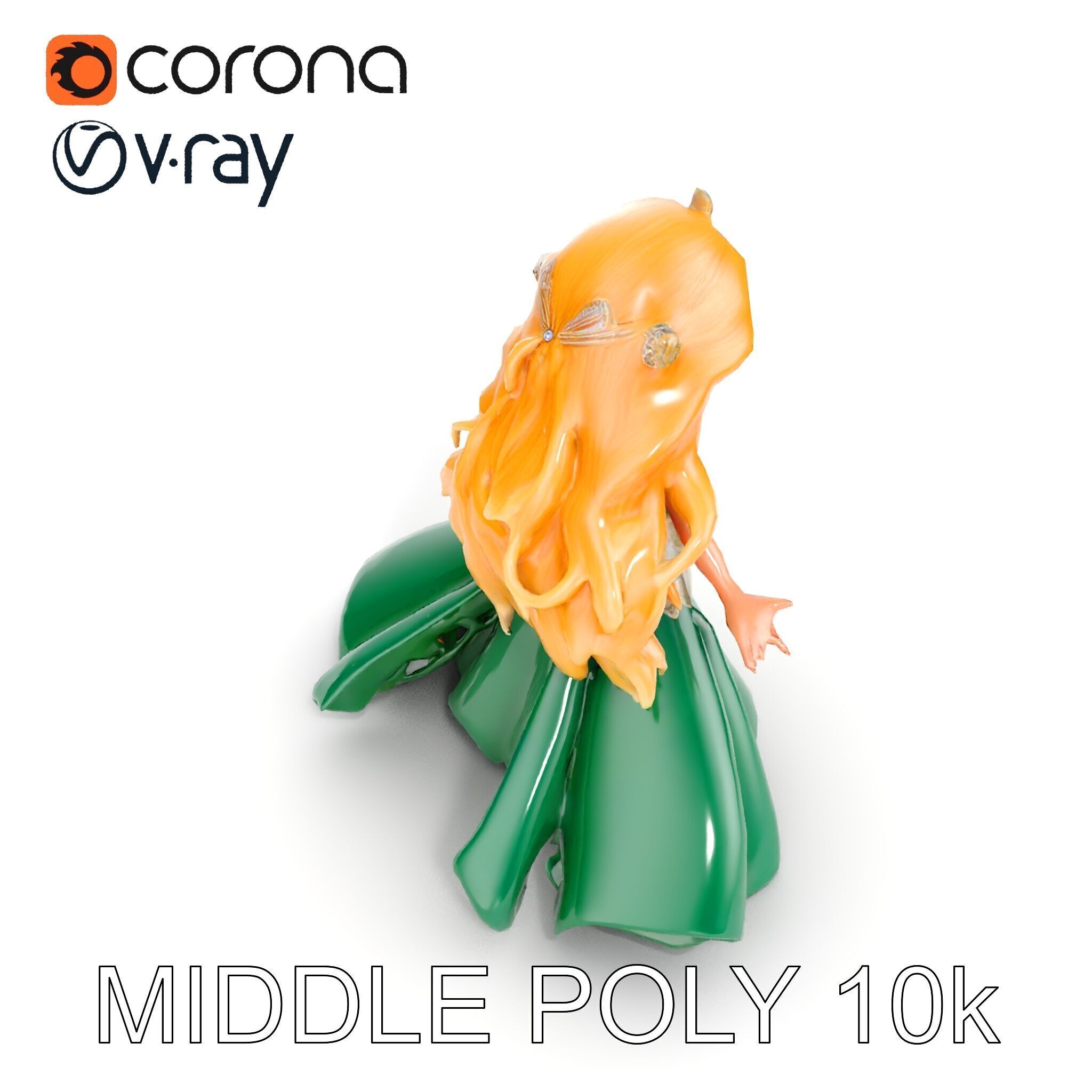 Enchanted Forest Fairy Princess Rigged and Animated Low-poly 3D model_20