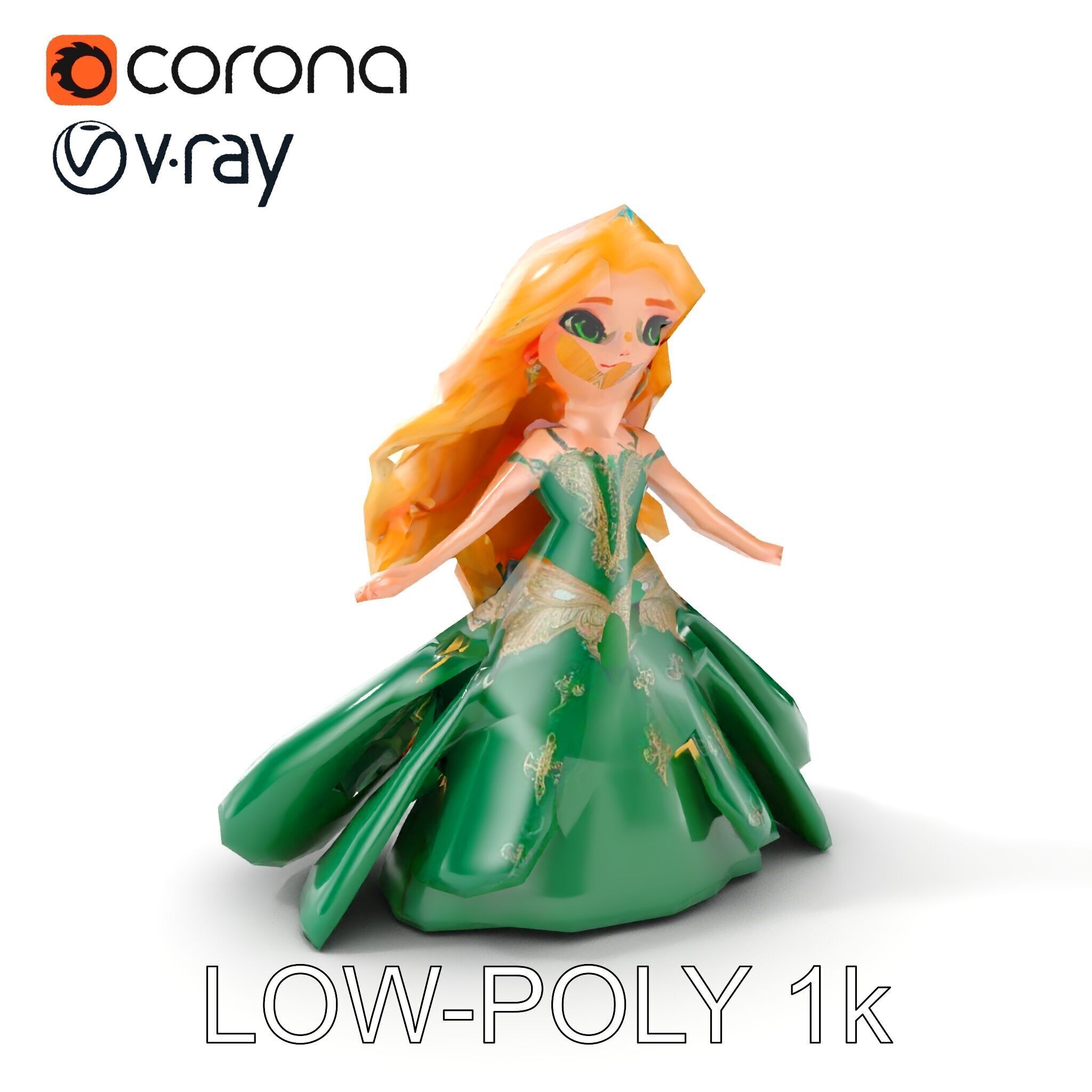 Enchanted Forest Fairy Princess Rigged and Animated Low-poly 3D model_12