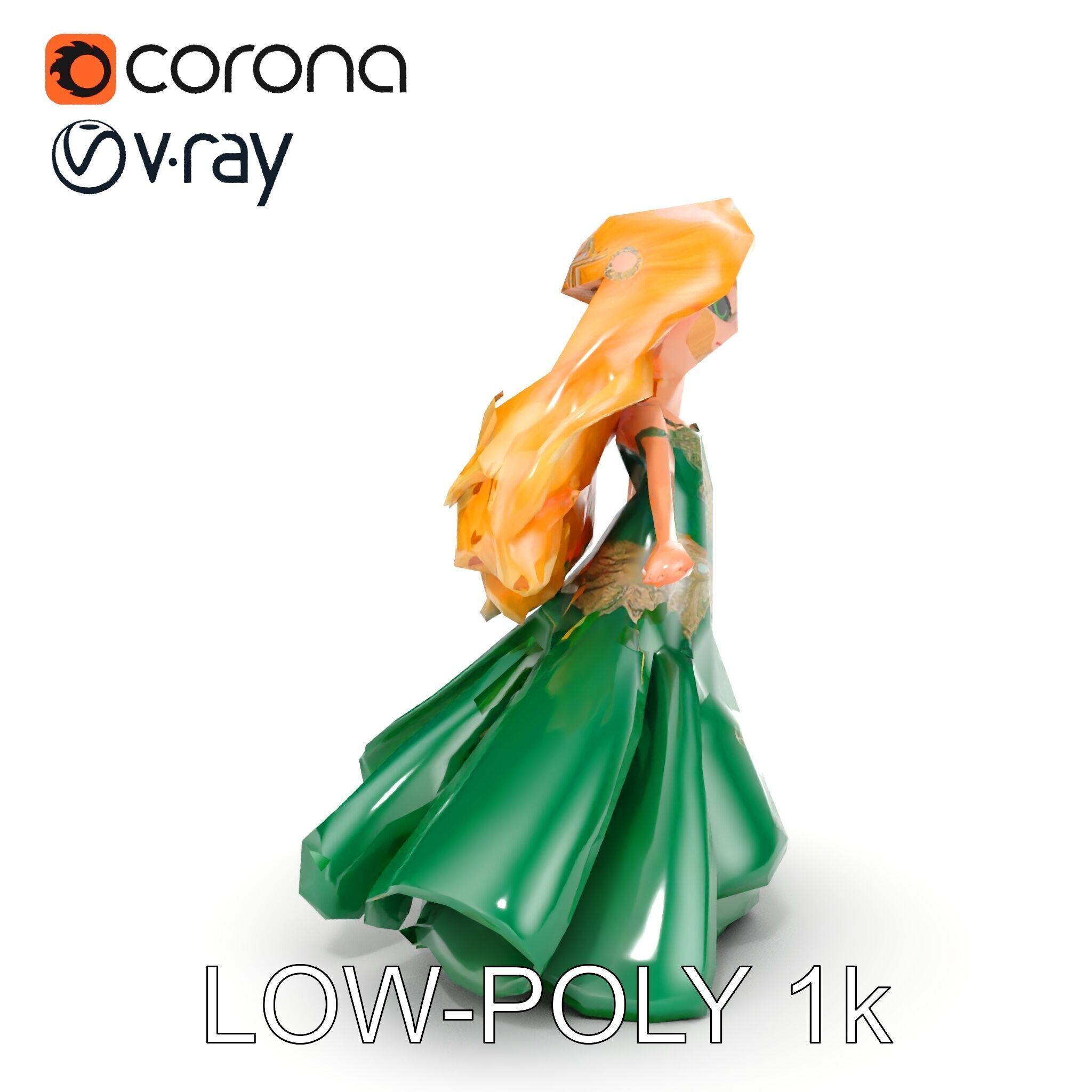 Enchanted Forest Fairy Princess Rigged and Animated Low-poly 3D model_28