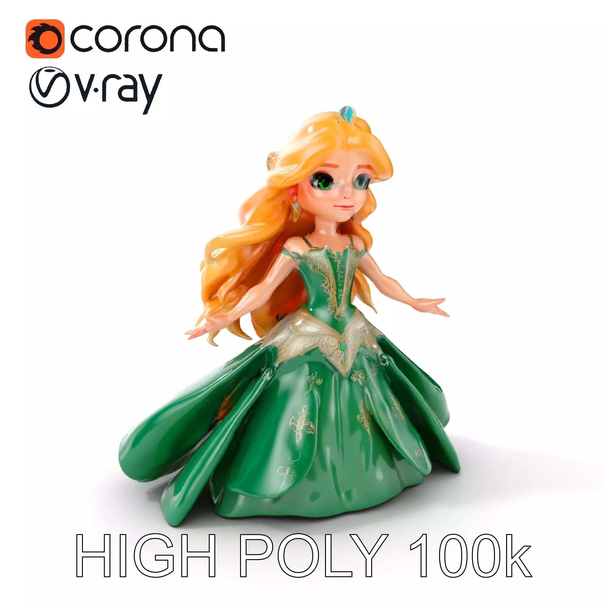 Enchanted Forest Fairy Princess Rigged and Animated Low-poly 3D model_0