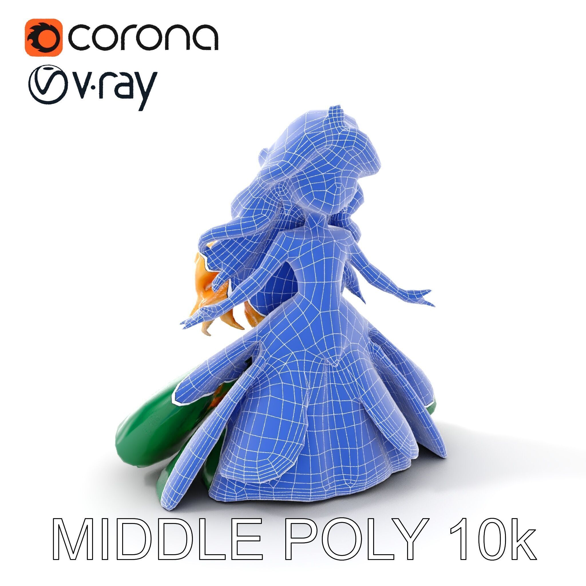 Enchanted Forest Fairy Princess Rigged and Animated Low-poly 3D model_33