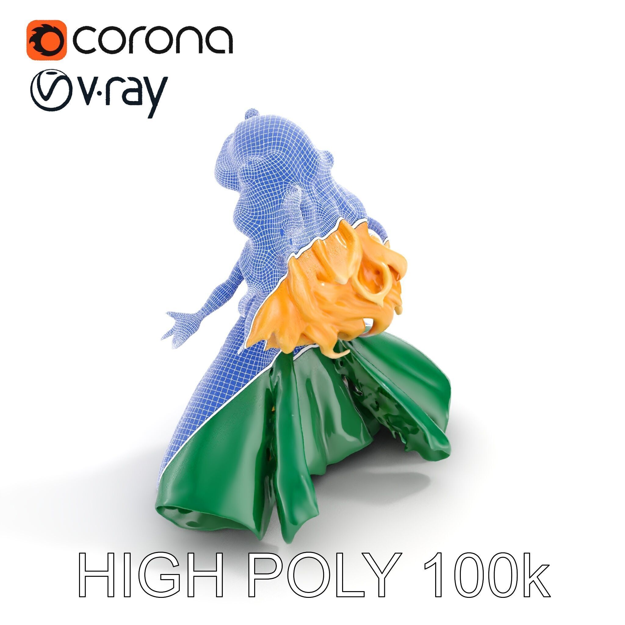 Enchanted Forest Fairy Princess Rigged and Animated Low-poly 3D model_26