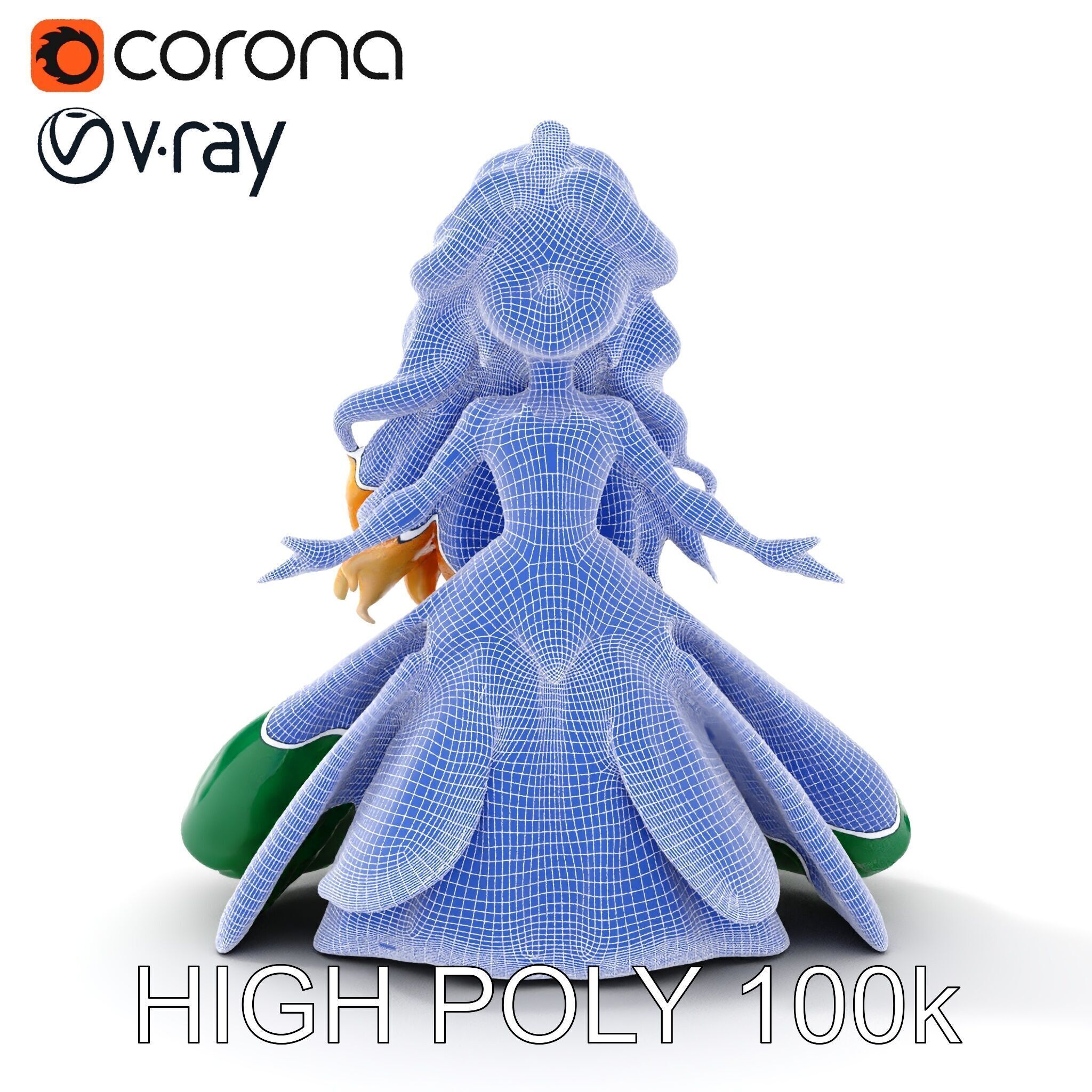 Enchanted Forest Fairy Princess Rigged and Animated Low-poly 3D model_29