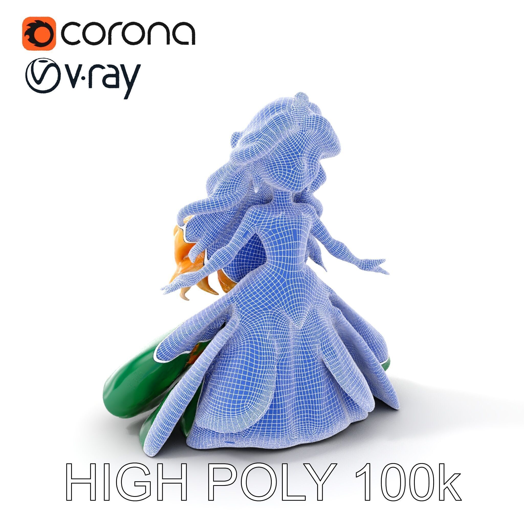 Enchanted Forest Fairy Princess Rigged and Animated Low-poly 3D model_4