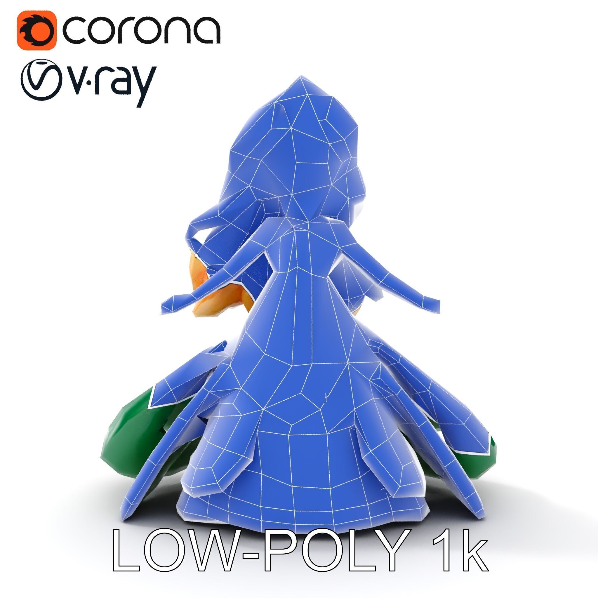 Enchanted Forest Fairy Princess Rigged and Animated Low-poly 3D model_21