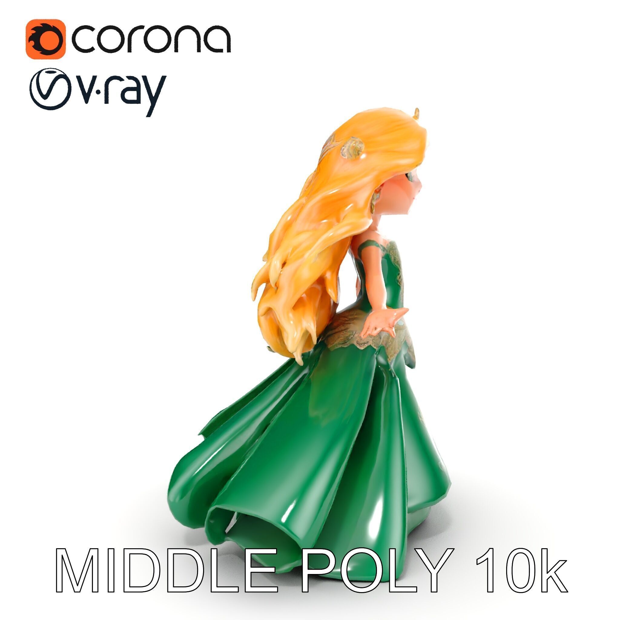 Enchanted Forest Fairy Princess Rigged and Animated Low-poly 3D model_24