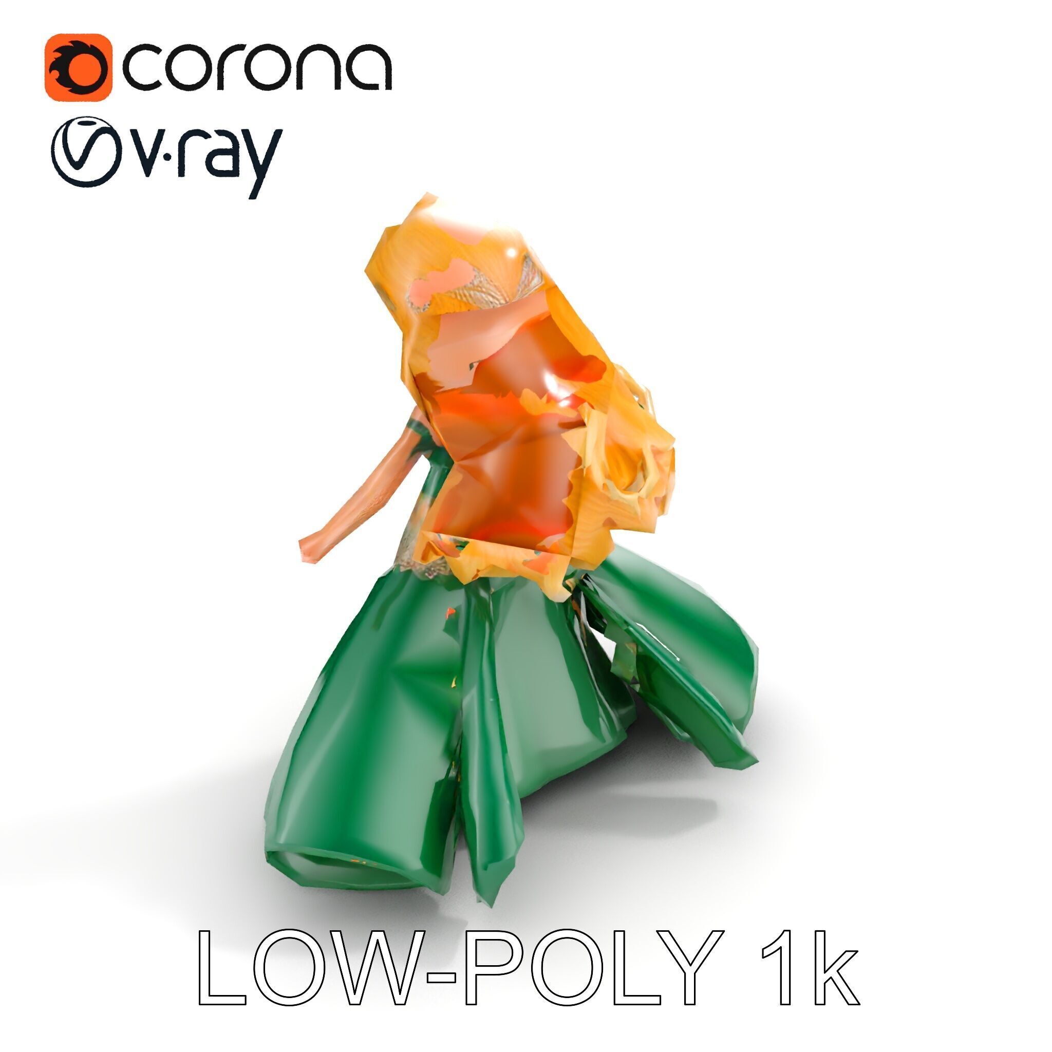 Enchanted Forest Fairy Princess Rigged and Animated Low-poly 3D model_7