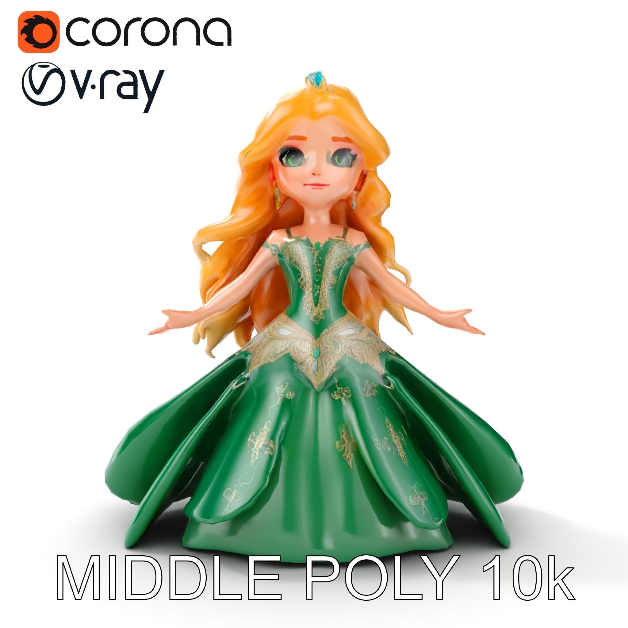 Enchanted Forest Fairy Princess Rigged and Animated Low-poly 3D model_27