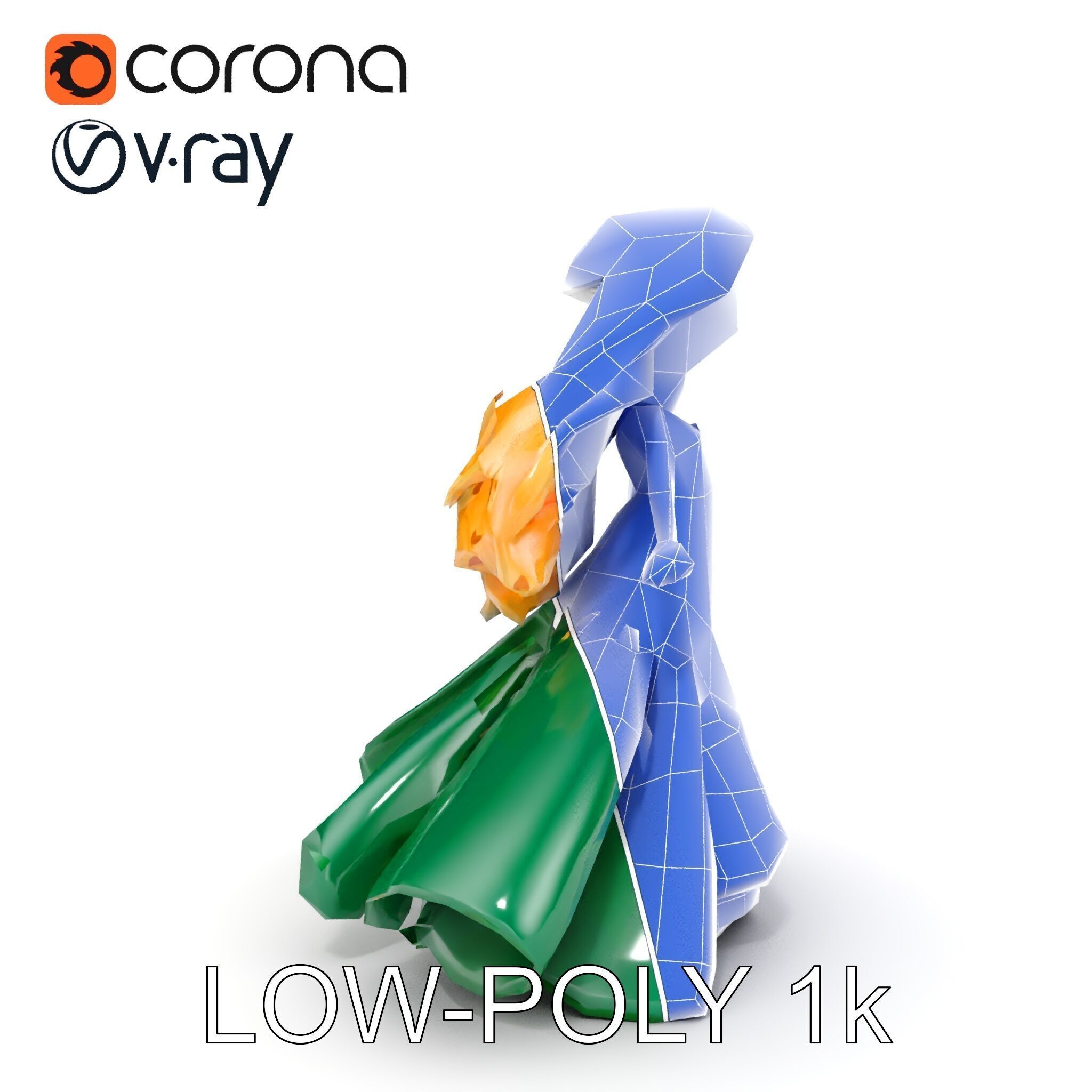 Enchanted Forest Fairy Princess Rigged and Animated Low-poly 3D model_31