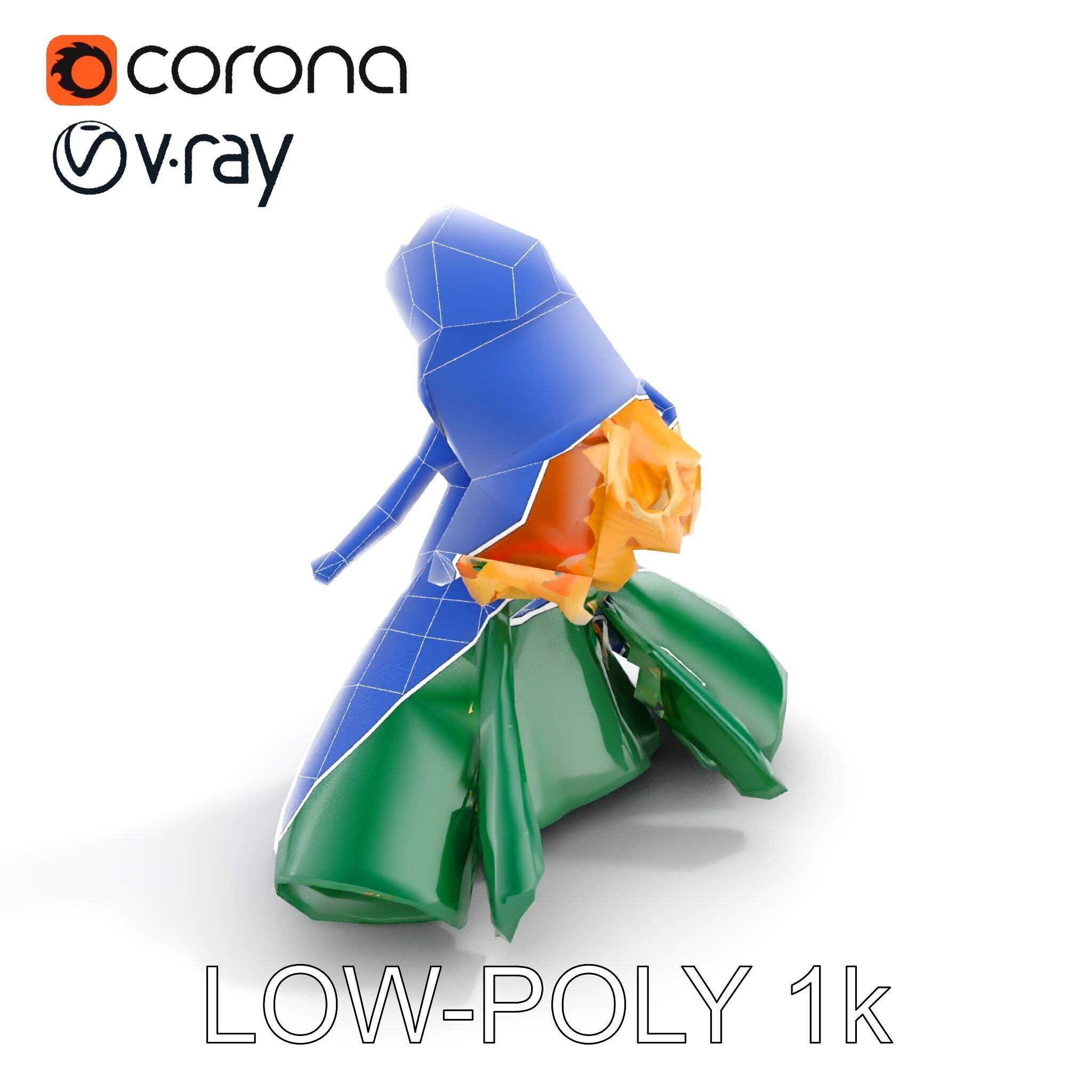 Enchanted Forest Fairy Princess Rigged and Animated Low-poly 3D model_23
