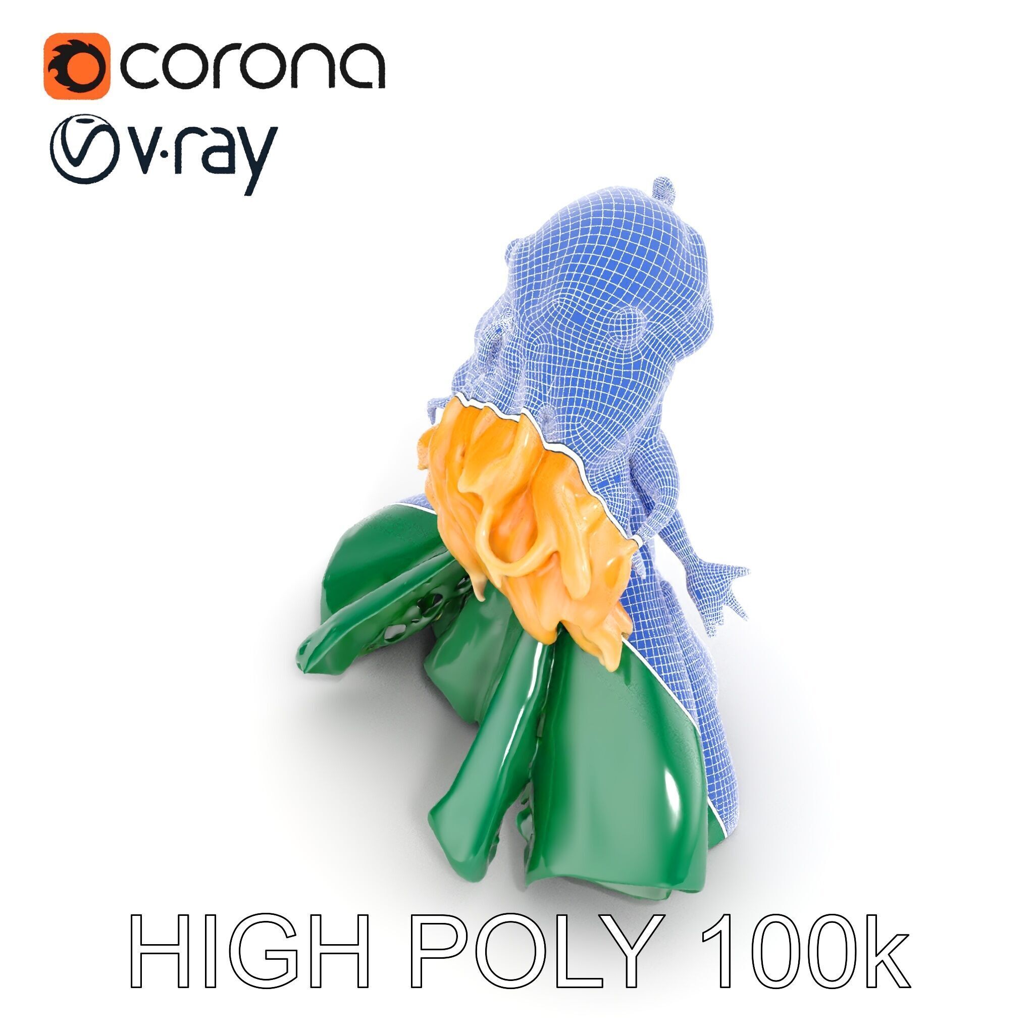 Enchanted Forest Fairy Princess Rigged and Animated Low-poly 3D model_35