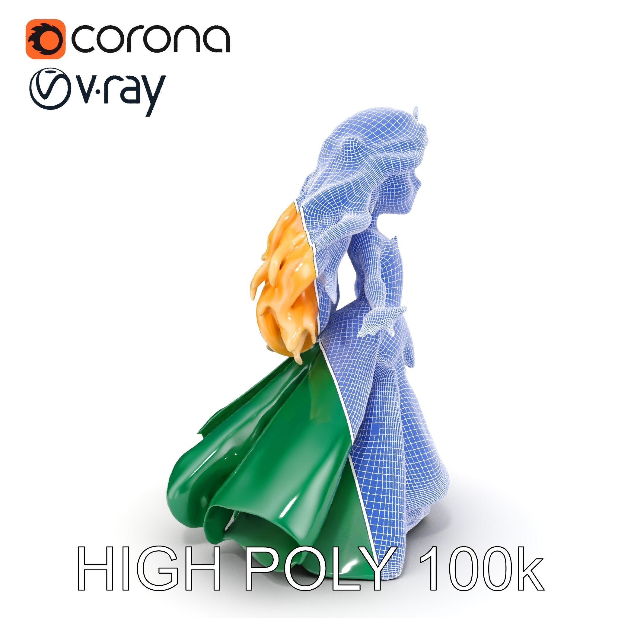 Enchanted Forest Fairy Princess Rigged and Animated Low-poly 3D model_32