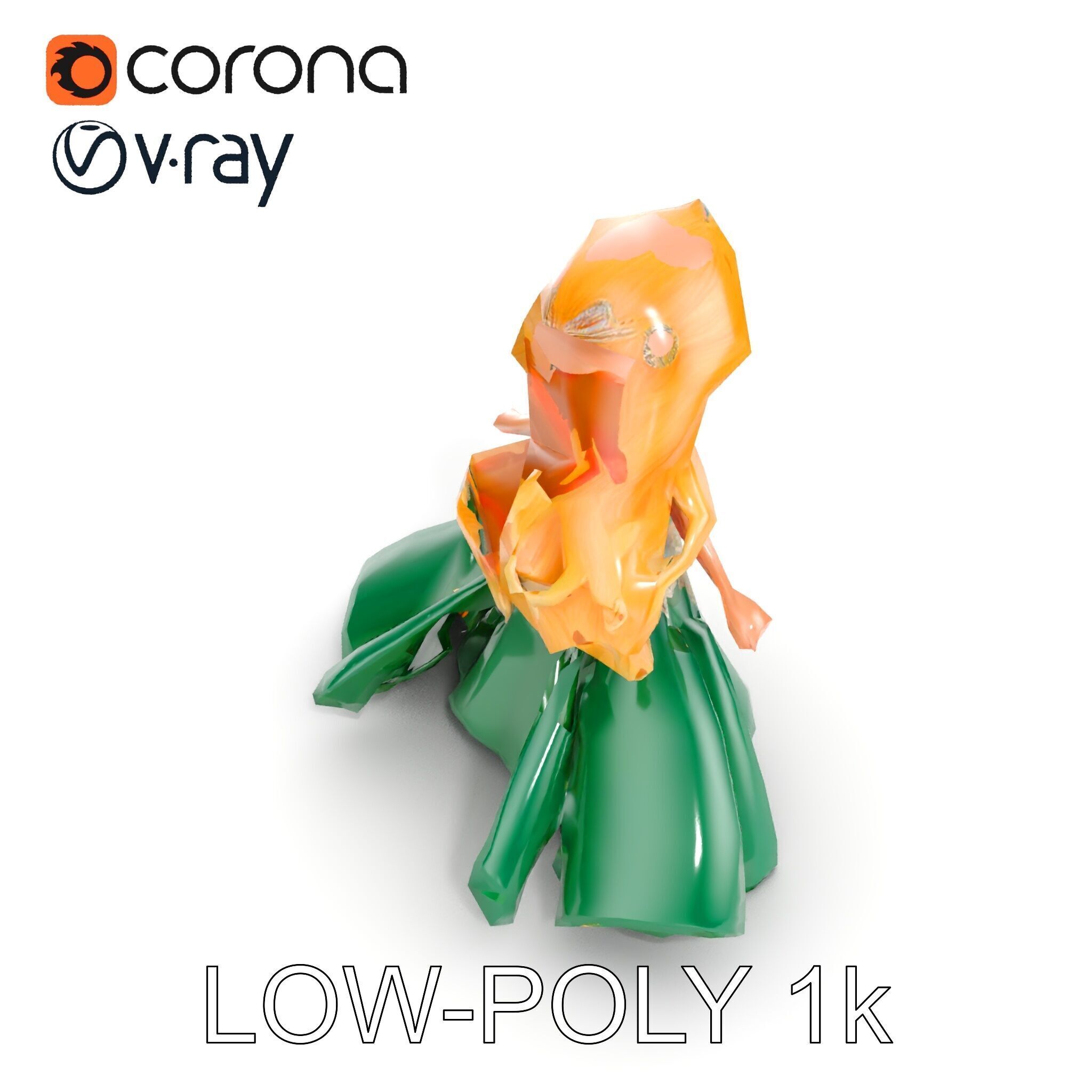 Enchanted Forest Fairy Princess Rigged and Animated Low-poly 3D model_25