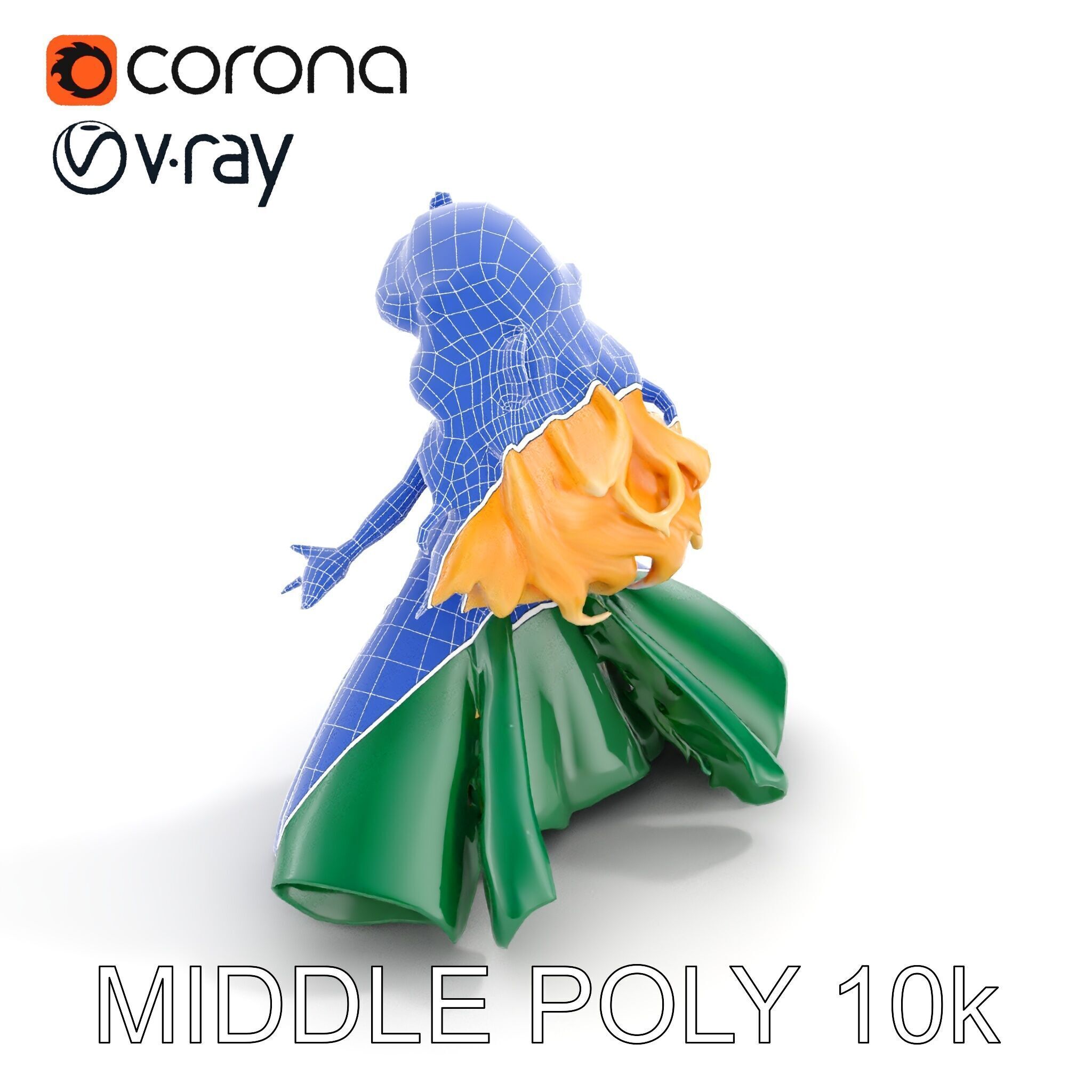 Enchanted Forest Fairy Princess Rigged and Animated Low-poly 3D model_22