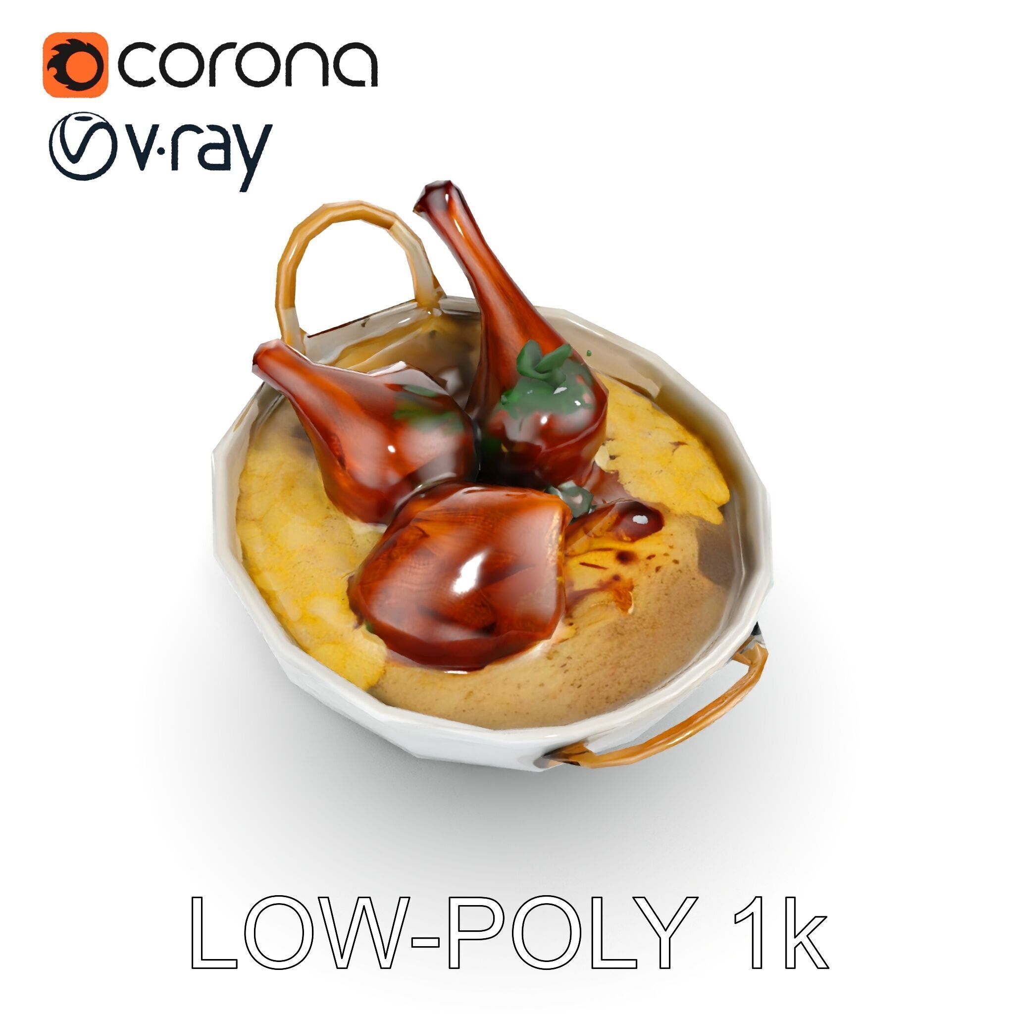 Curry Chicken and Rice Bowl D Model Pack Low-poly 3D model_7