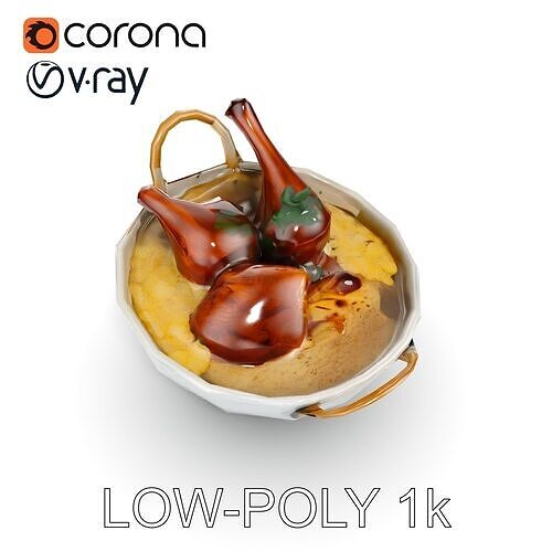 Curry Chicken and Rice Bowl D Model Pack Low-poly 3D model 7