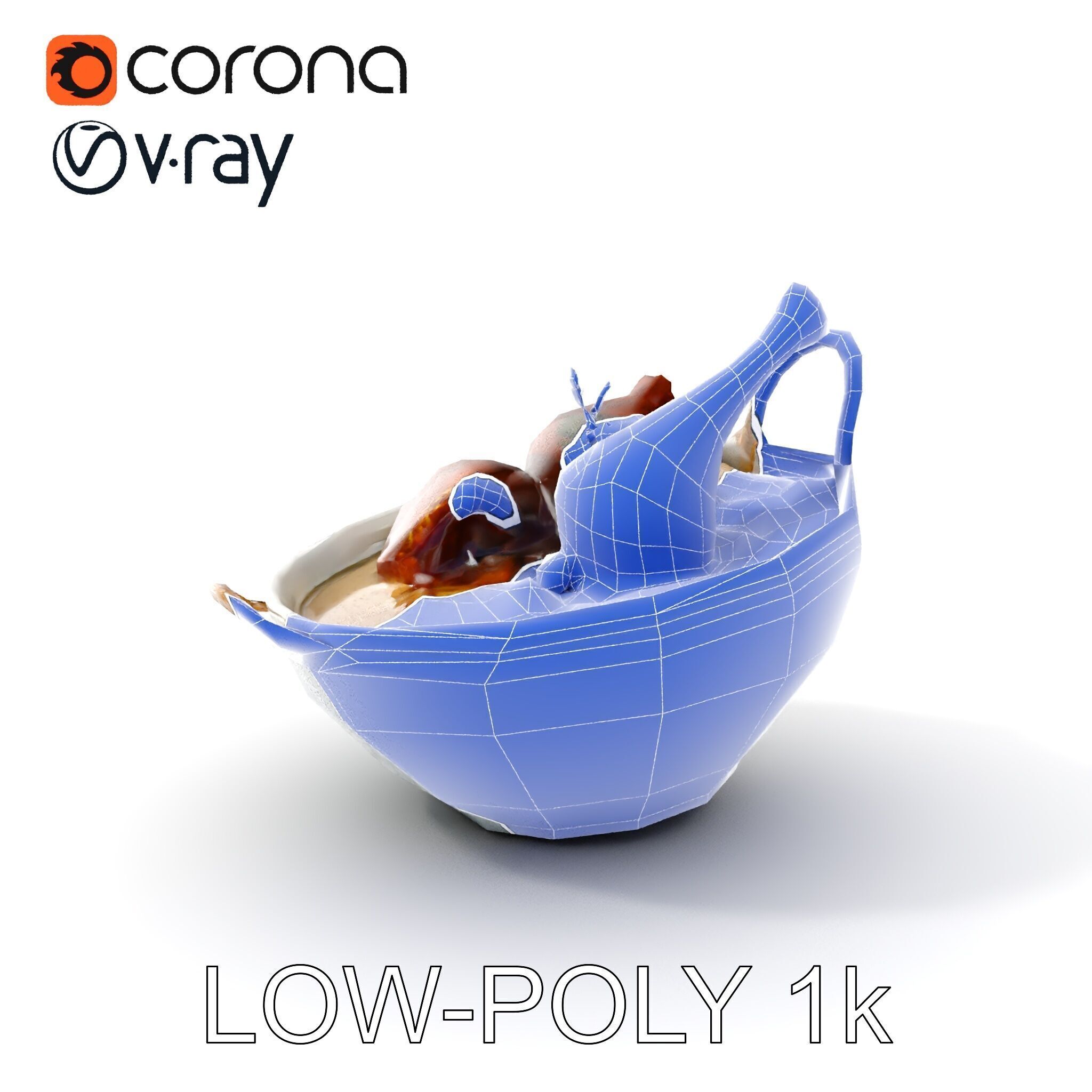 Curry Chicken and Rice Bowl D Model Pack Low-poly 3D model_23