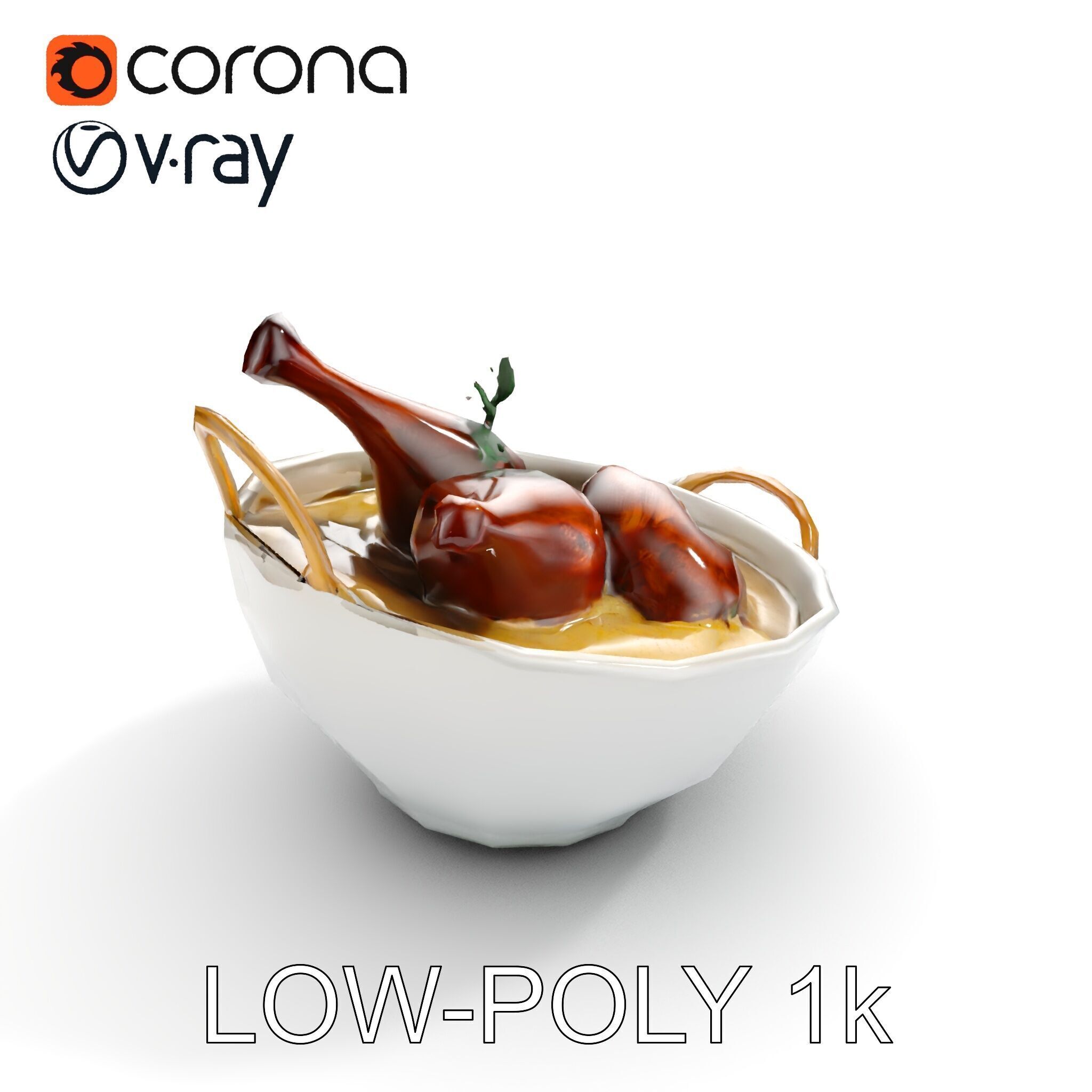 Curry Chicken and Rice Bowl D Model Pack Low-poly 3D model_12