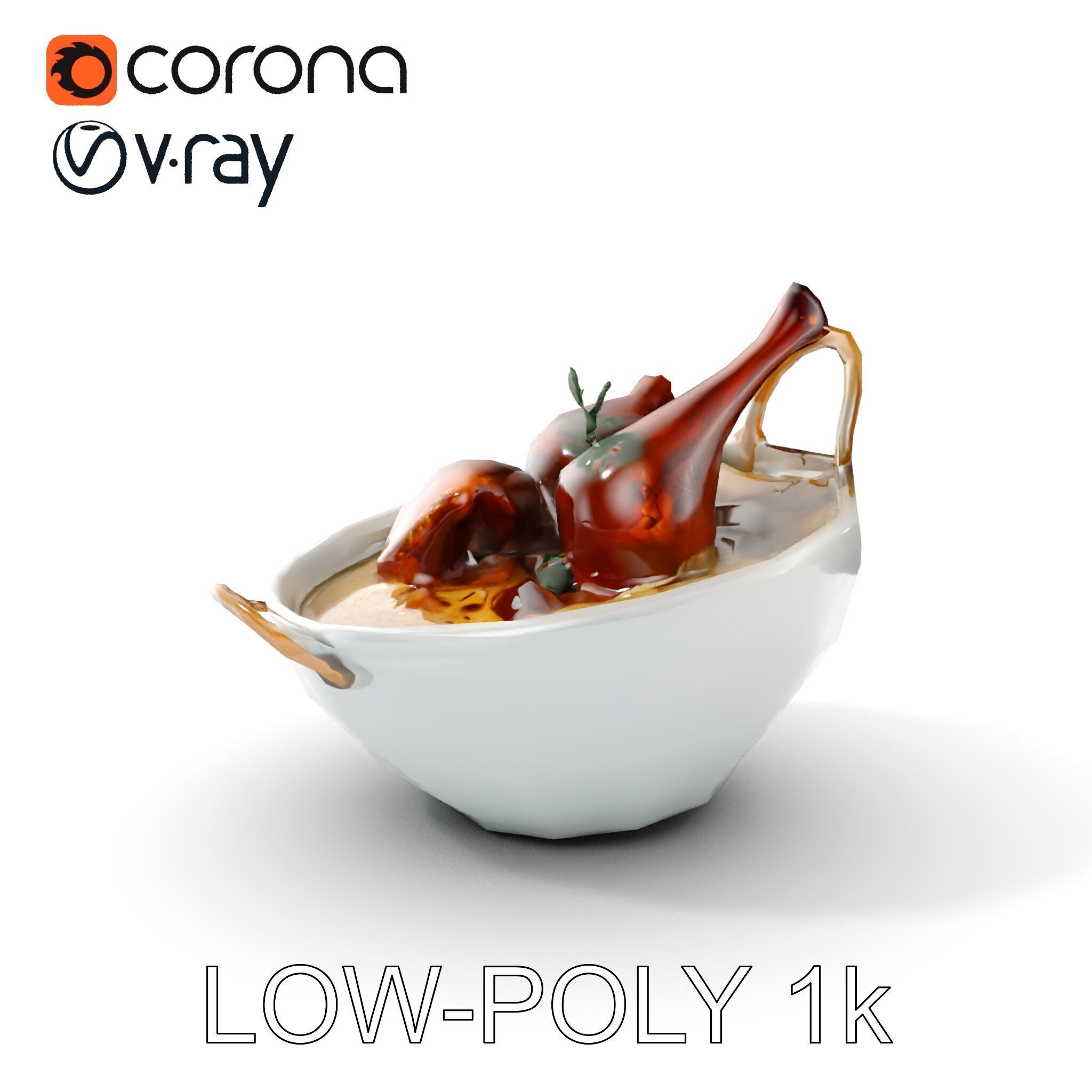 Curry Chicken and Rice Bowl D Model Pack Low-poly 3D model_17