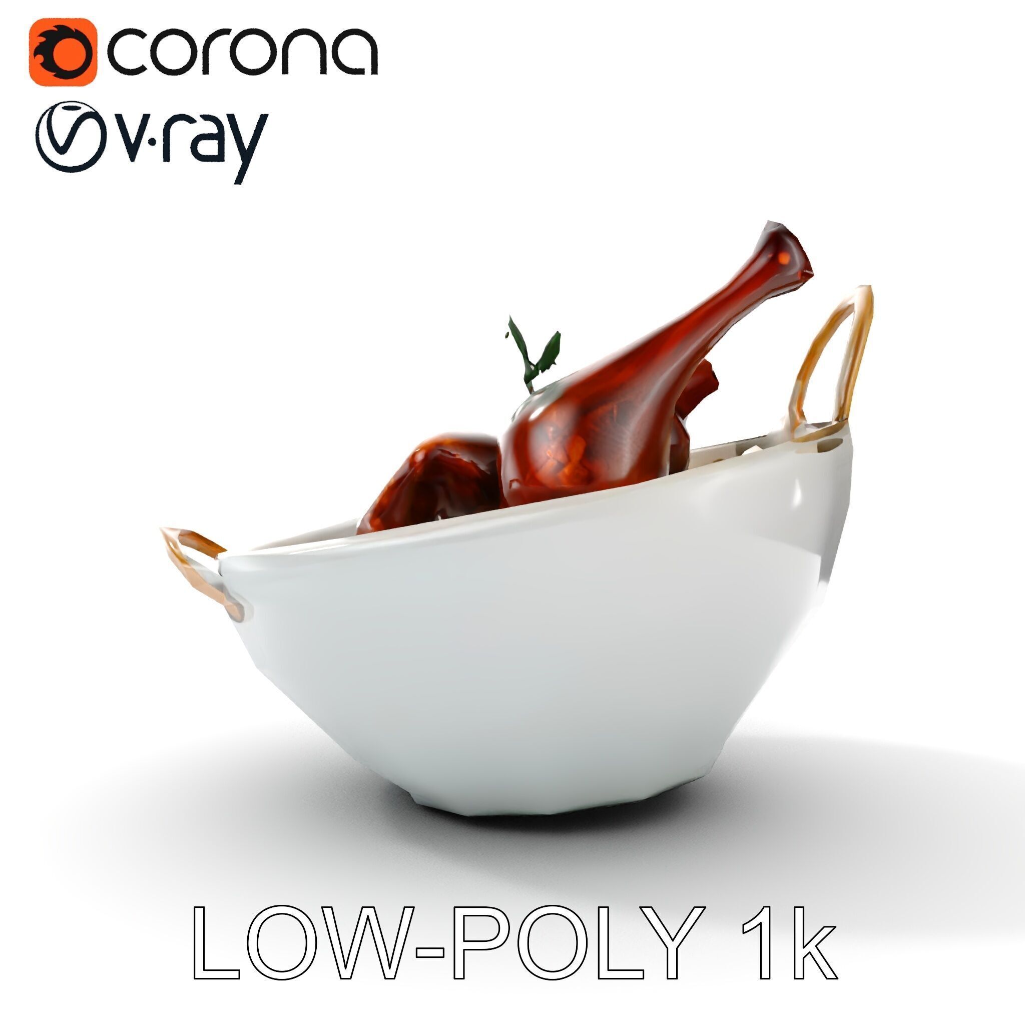 Curry Chicken and Rice Bowl D Model Pack Low-poly 3D model_9
