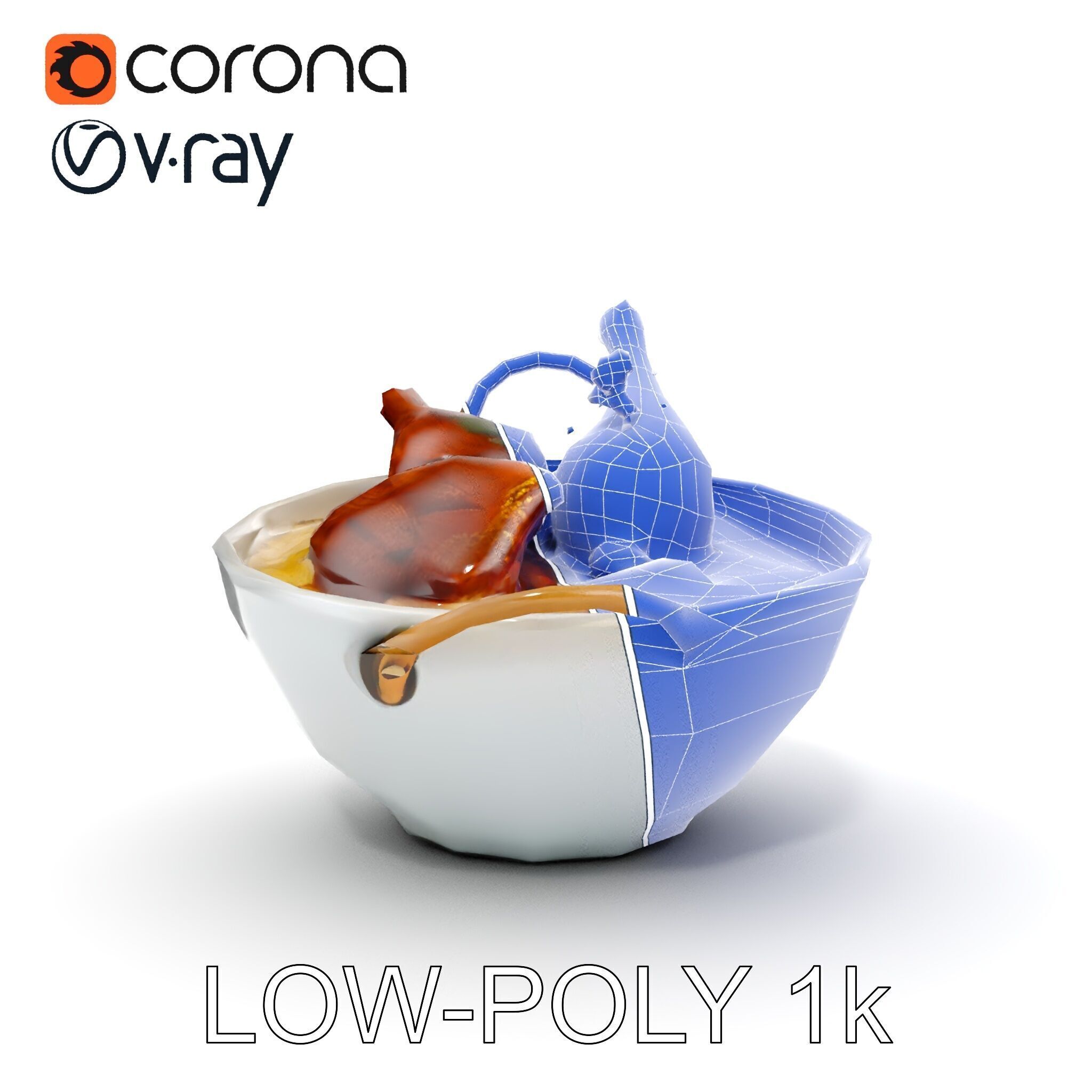 Curry Chicken and Rice Bowl D Model Pack Low-poly 3D model_20