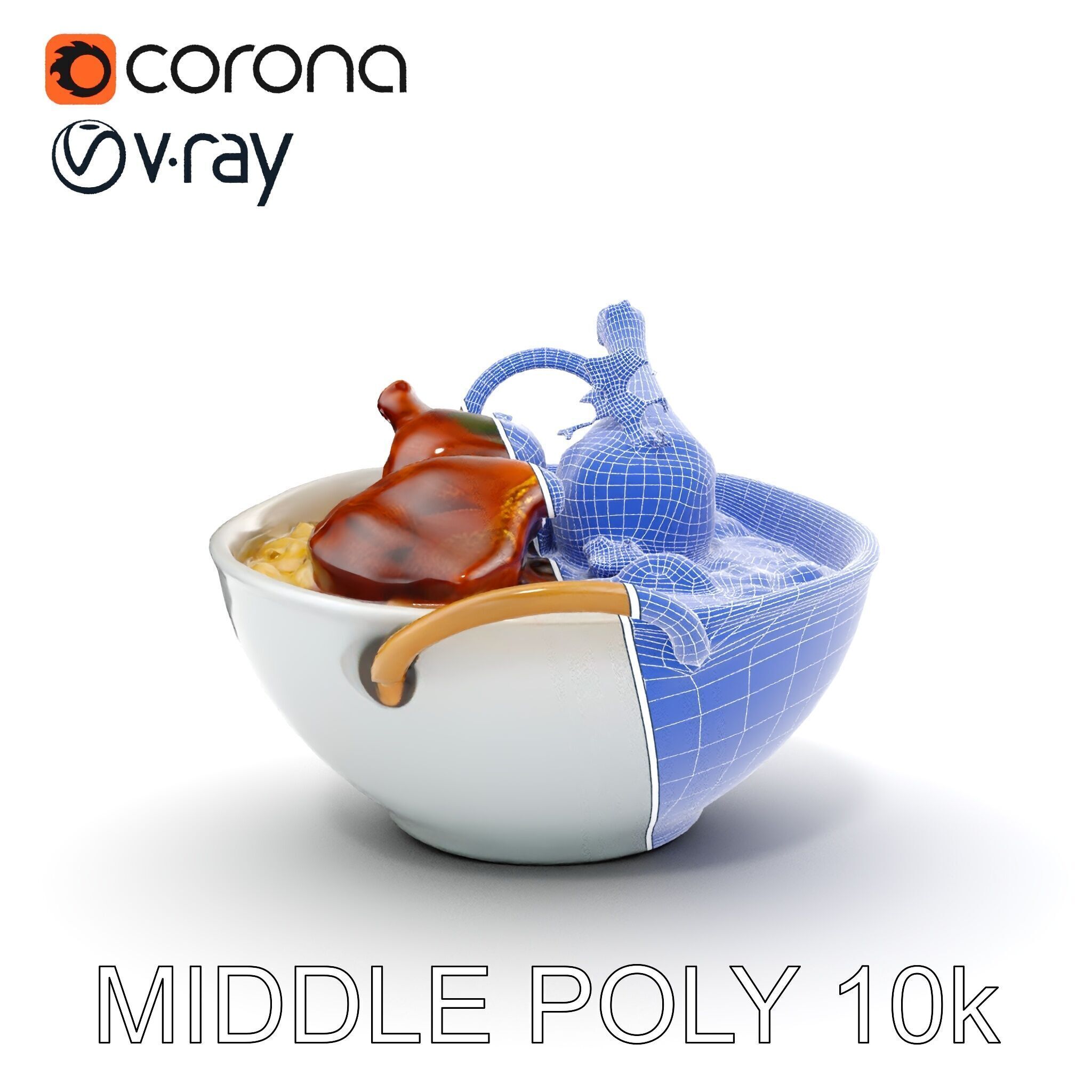 Curry Chicken and Rice Bowl D Model Pack Low-poly 3D model_22