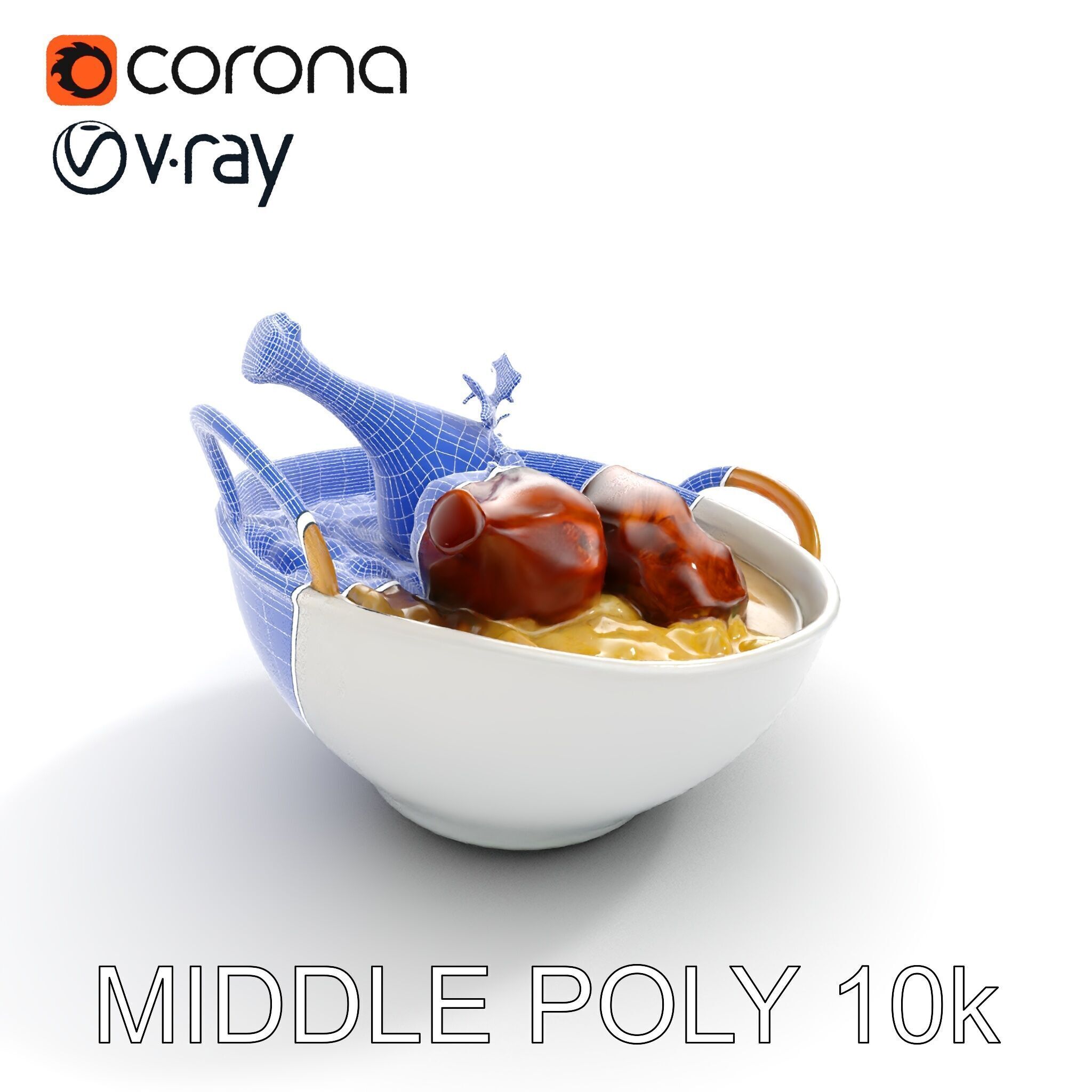 Curry Chicken and Rice Bowl D Model Pack Low-poly 3D model_25