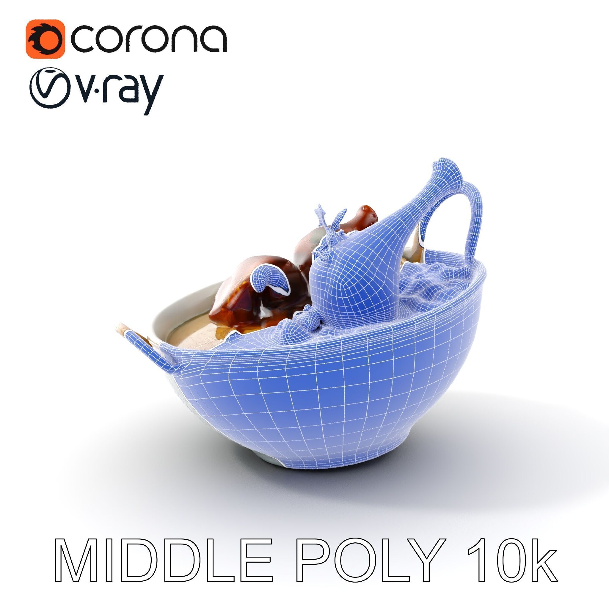 Curry Chicken and Rice Bowl D Model Pack Low-poly 3D model_27