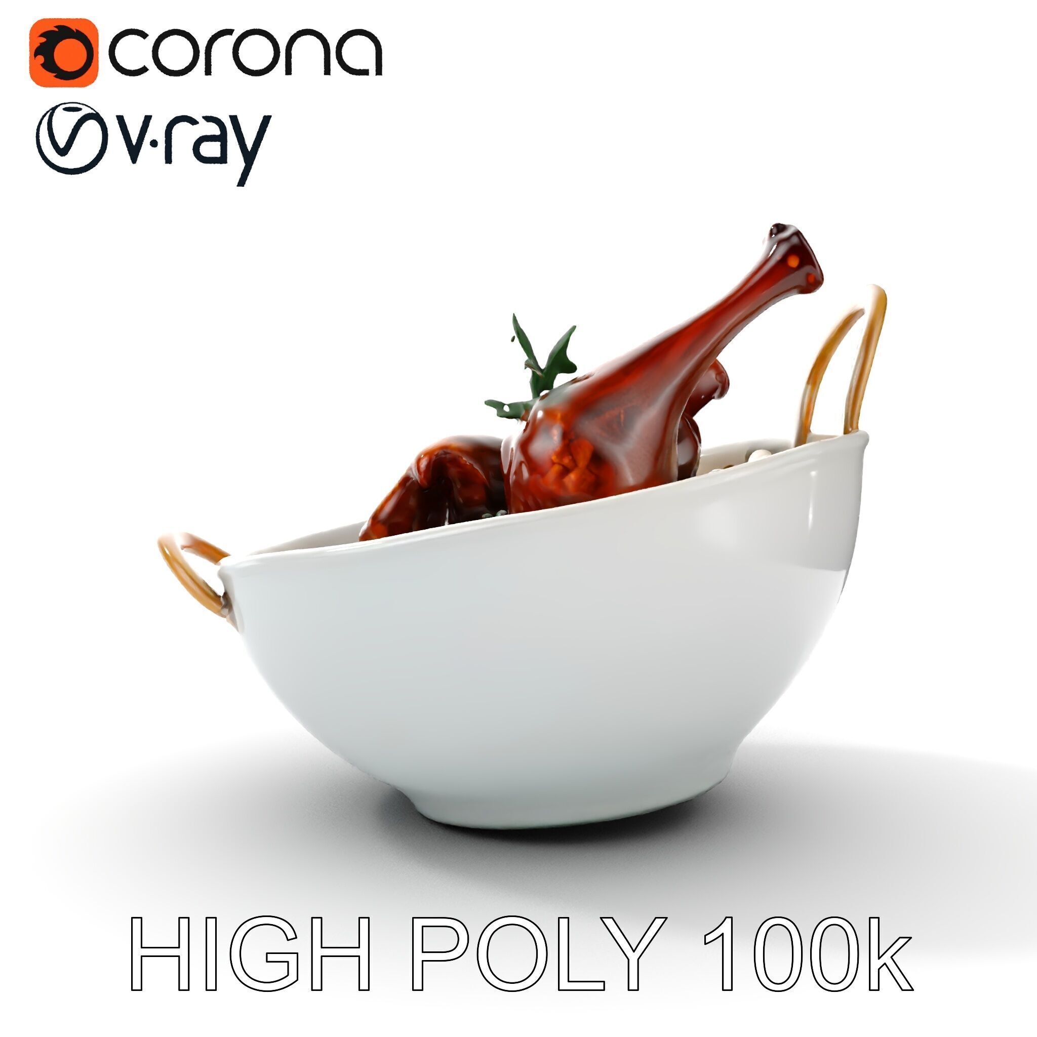 Curry Chicken and Rice Bowl D Model Pack Low-poly 3D model_15