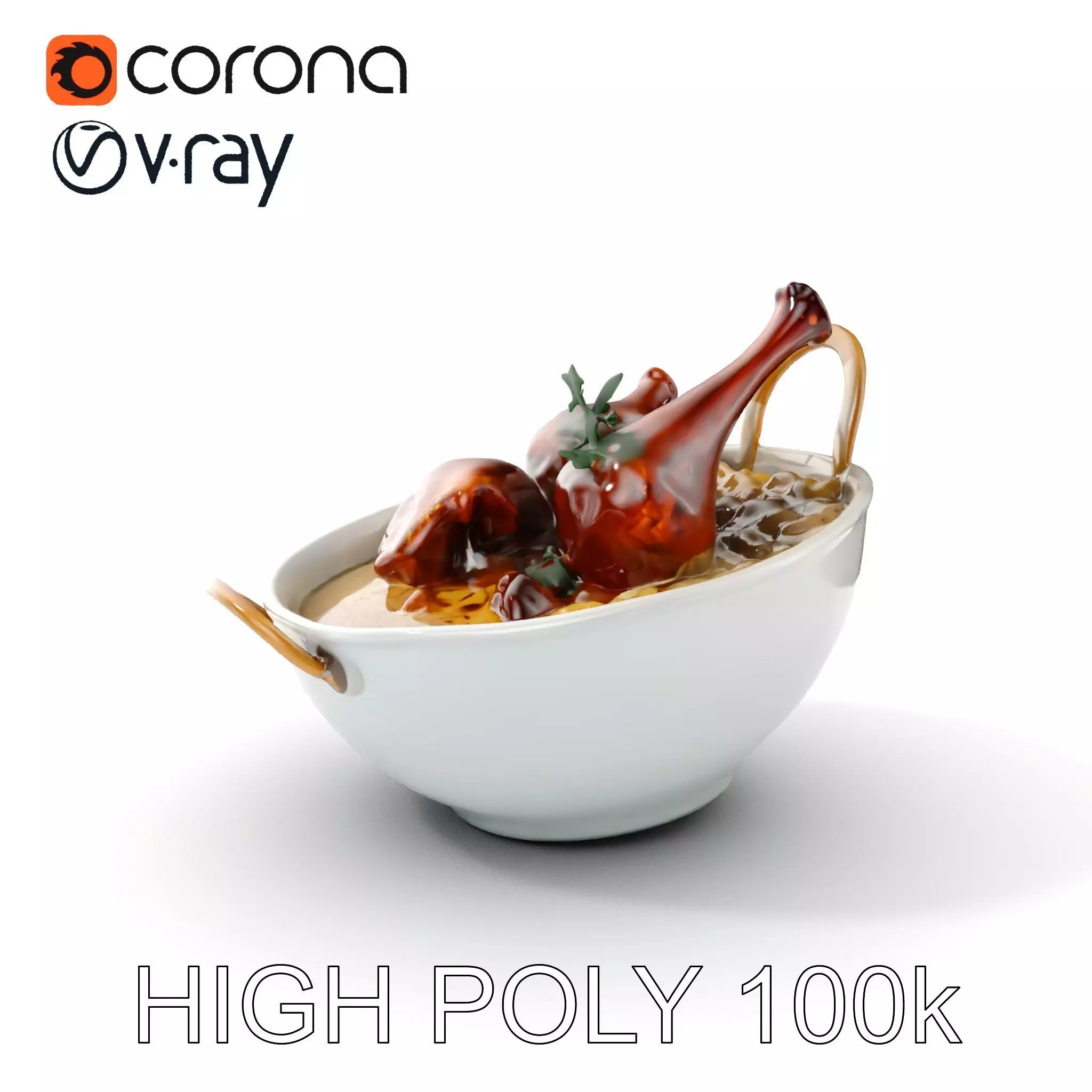 Curry Chicken and Rice Bowl D Model Pack Low-poly 3D model_0