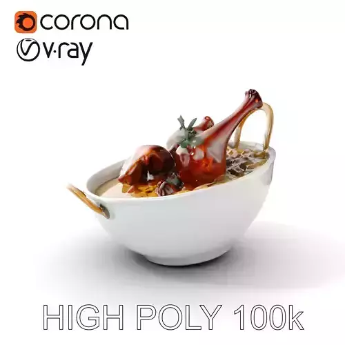 Curry Chicken and Rice Bowl D Model Pack Low-poly 3D model